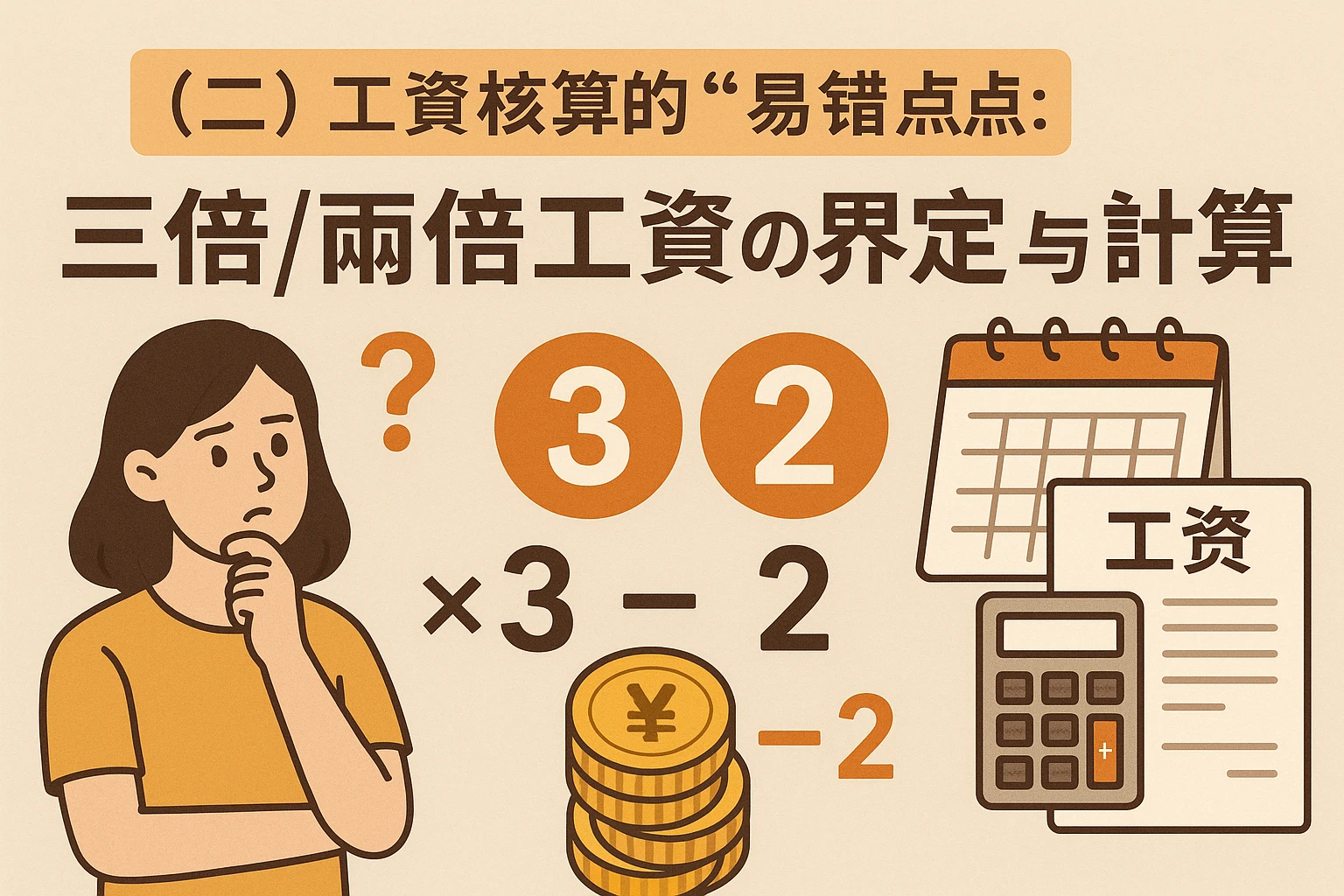 （二）工资核算的“易错点”：三倍/两倍工资的界定与计算