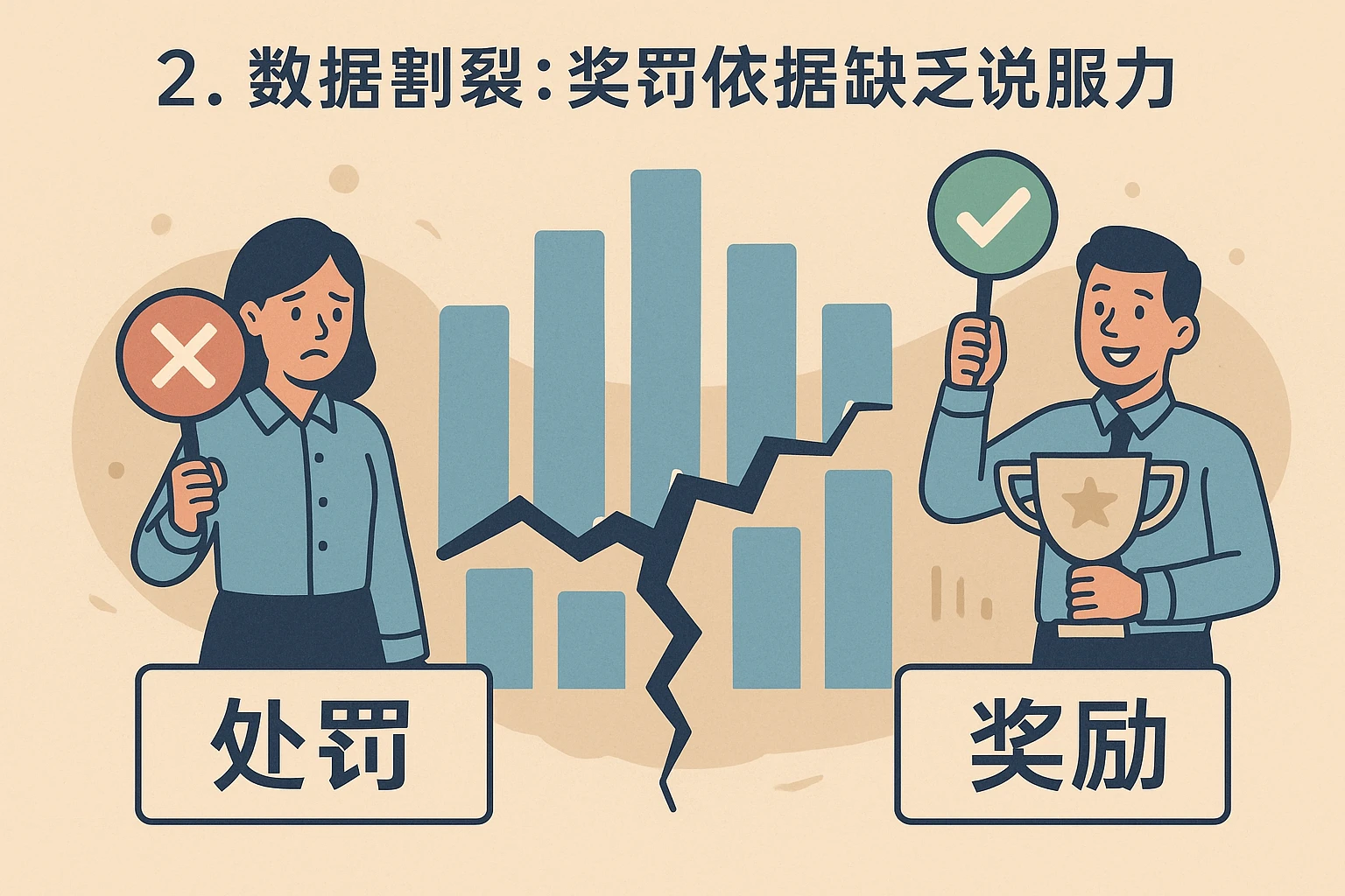 2. 数据割裂：奖罚依据缺乏说服力