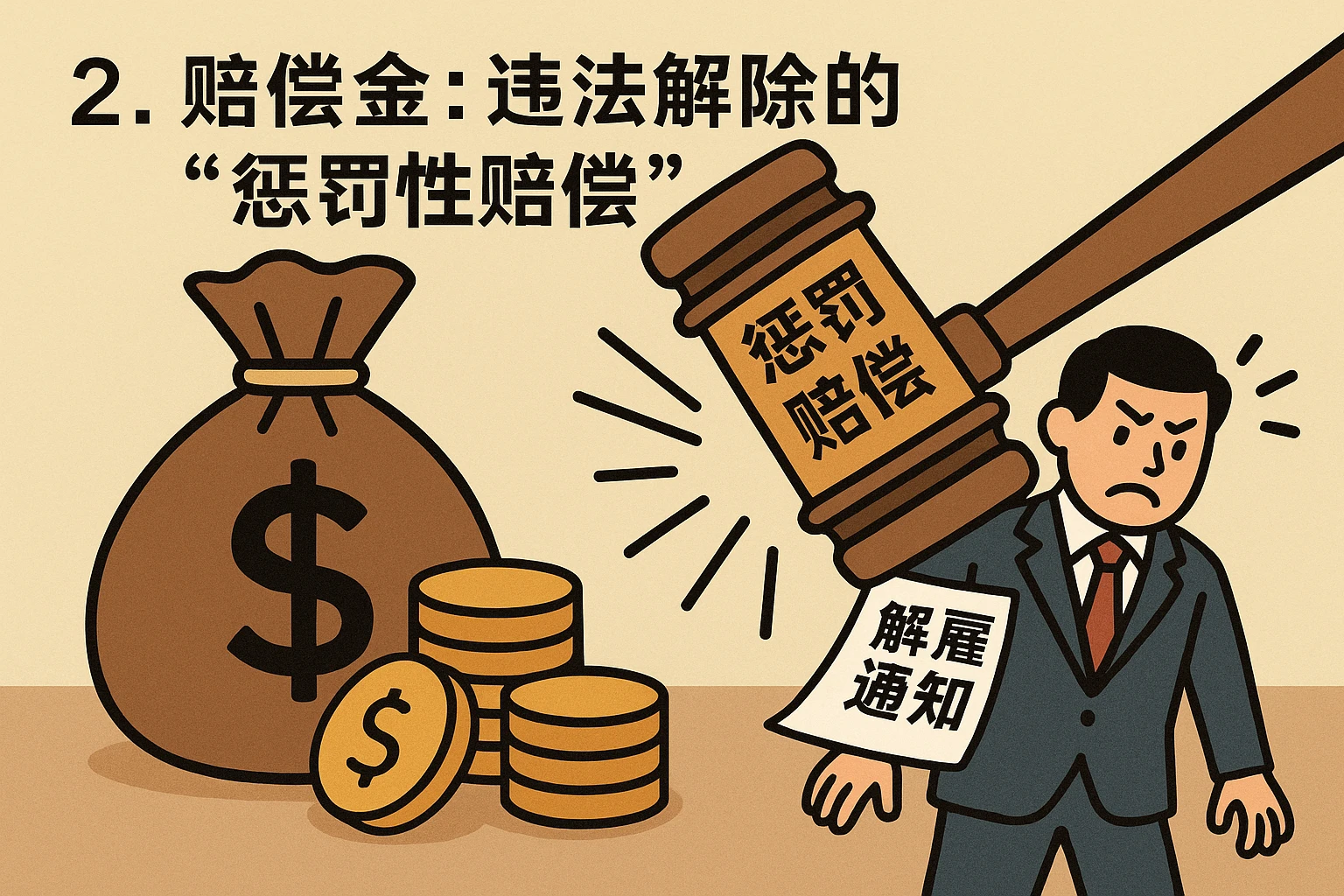 2. 赔偿金：违法解除的“惩罚性赔偿”
