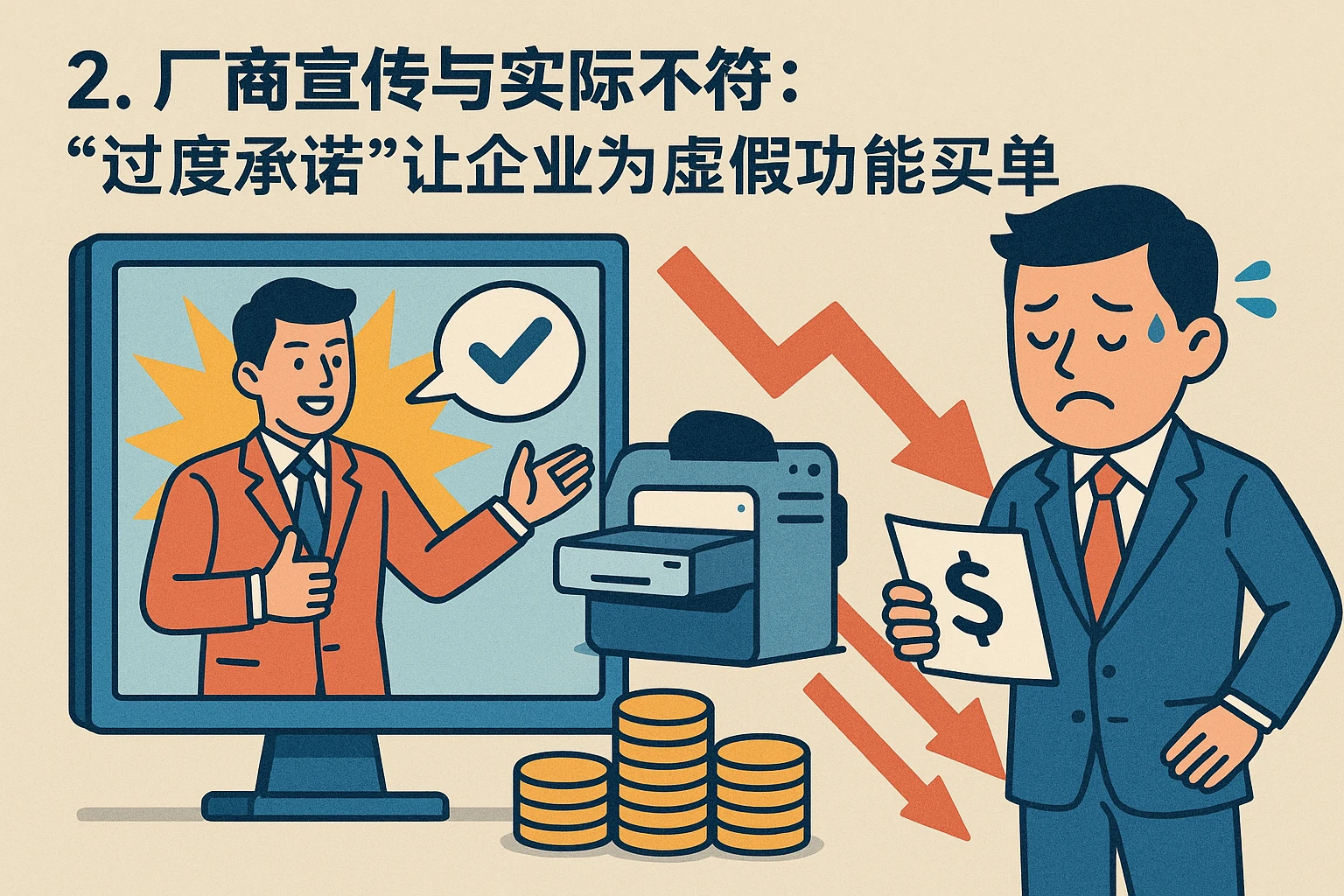 2. 厂商宣传与实际不符：“过度承诺”让企业为虚假功能买单