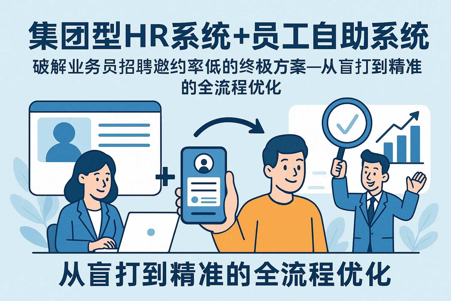 集团型HR系统+员工自助系统：破解业务员招聘邀约率低的终极方案——从盲打到精准的全流程优化