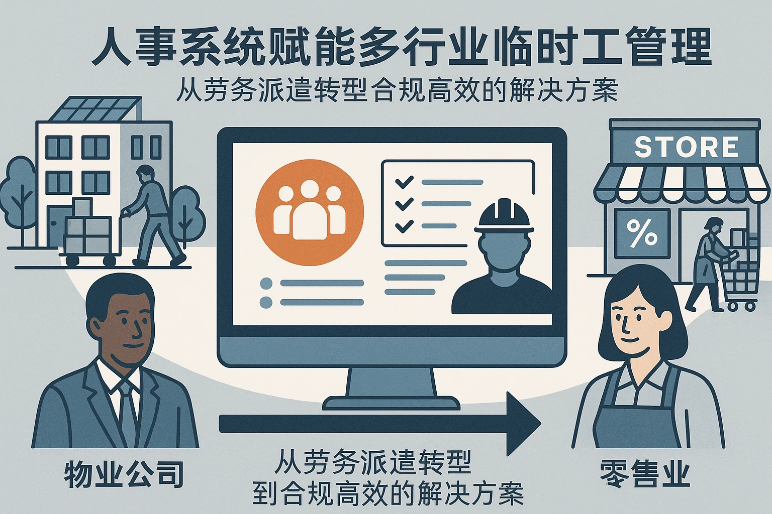 人事系统赋能多行业临时工管理：物业公司、零售业从劳务派遣转型到合规高效的解决方案