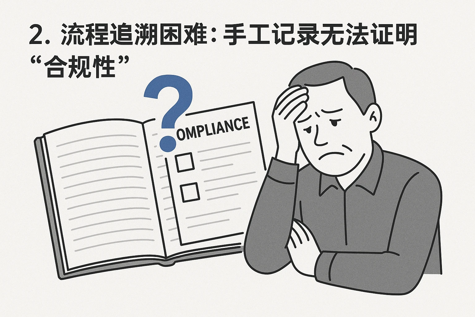 2. 流程追溯困难：手工记录无法证明“合规性”