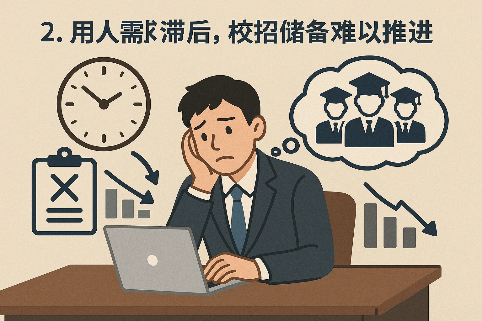 2. 用人需求滞后，校招储备难以推进