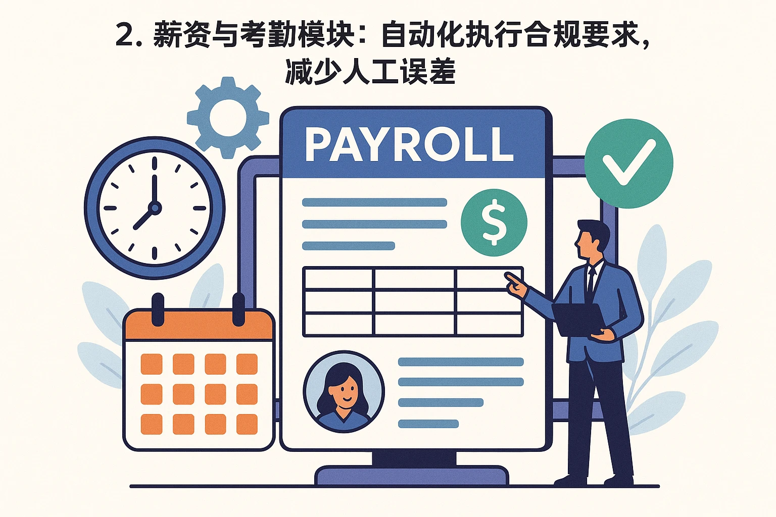 2. 薪资与考勤模块：自动化执行合规要求，减少人工误差