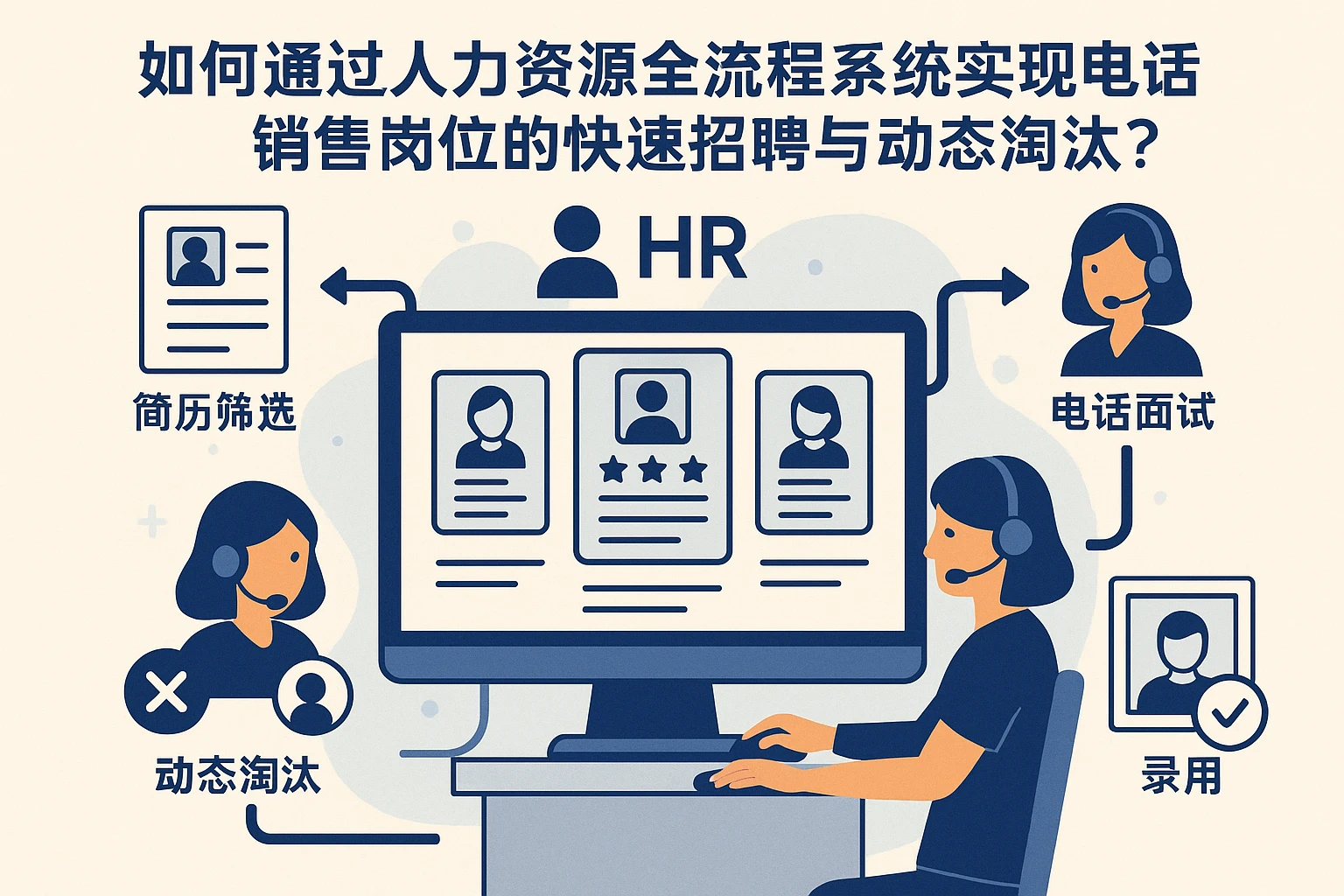 如何通过人力资源全流程系统实现电话销售岗位的快速招聘与动态淘汰？