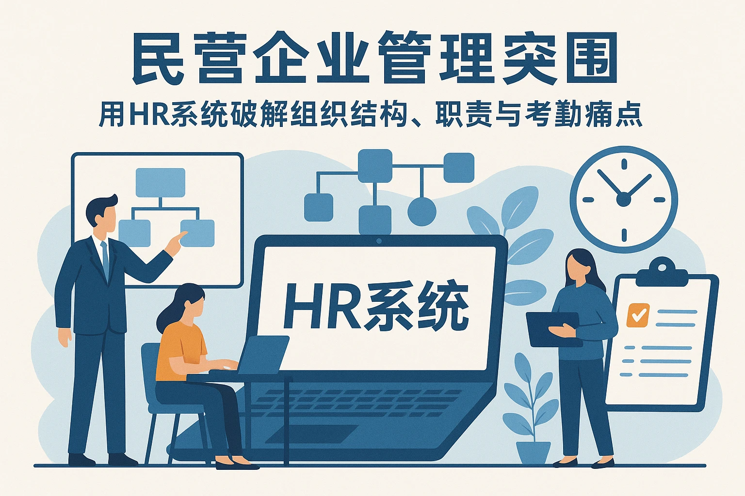 民营企业管理突围：用HR系统破解组织结构、职责与考勤痛点