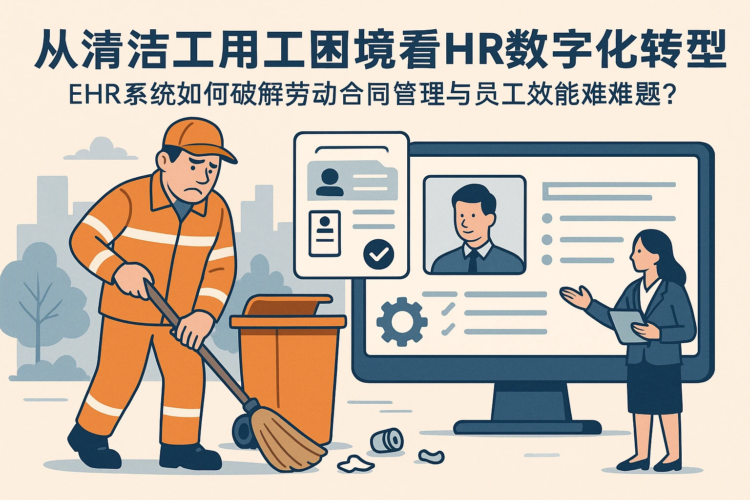 从清洁工用工困境看HR数字化转型：EHR系统如何破解劳动合同管理与员工效能难题