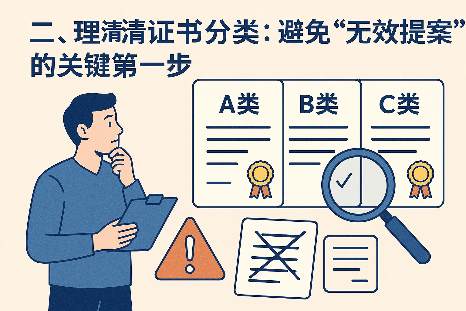 二、理清证书分类：避免“无效提案”的关键第一步