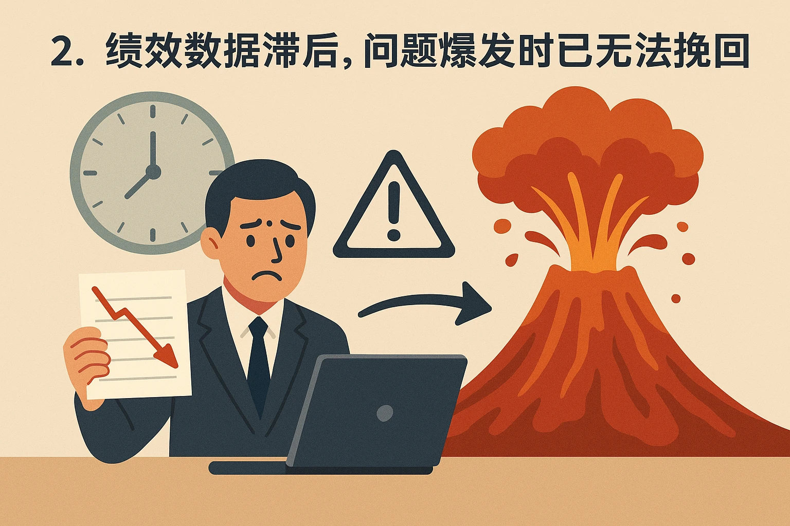 2. 绩效数据滞后，问题爆发时已无法挽回