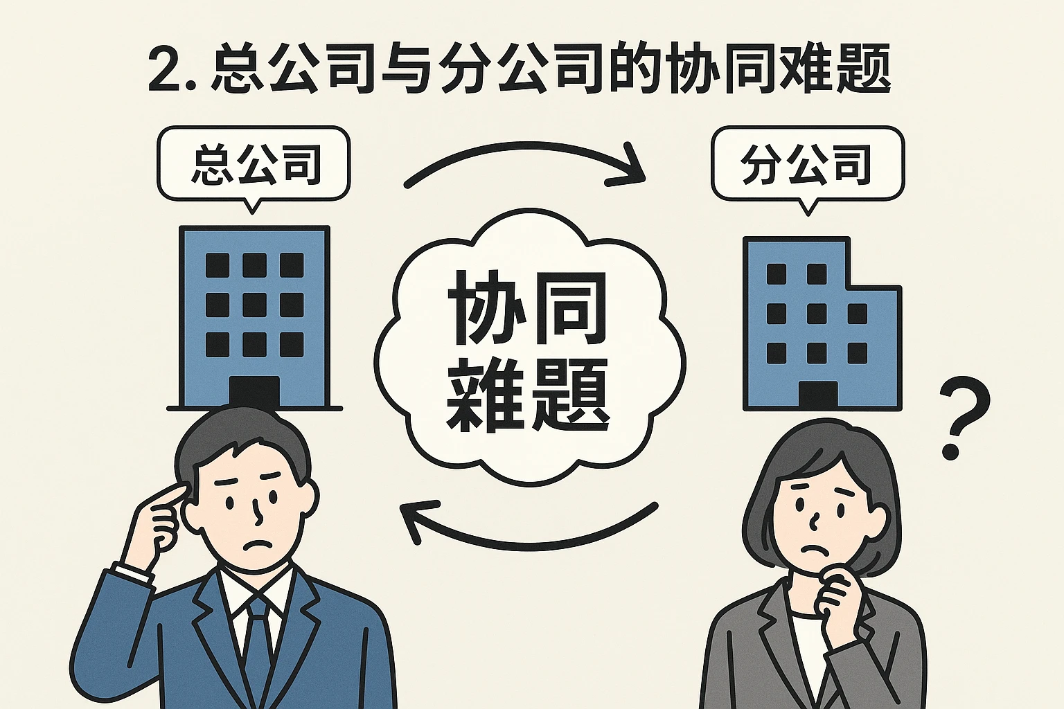 2. 总公司与分公司的协同难题