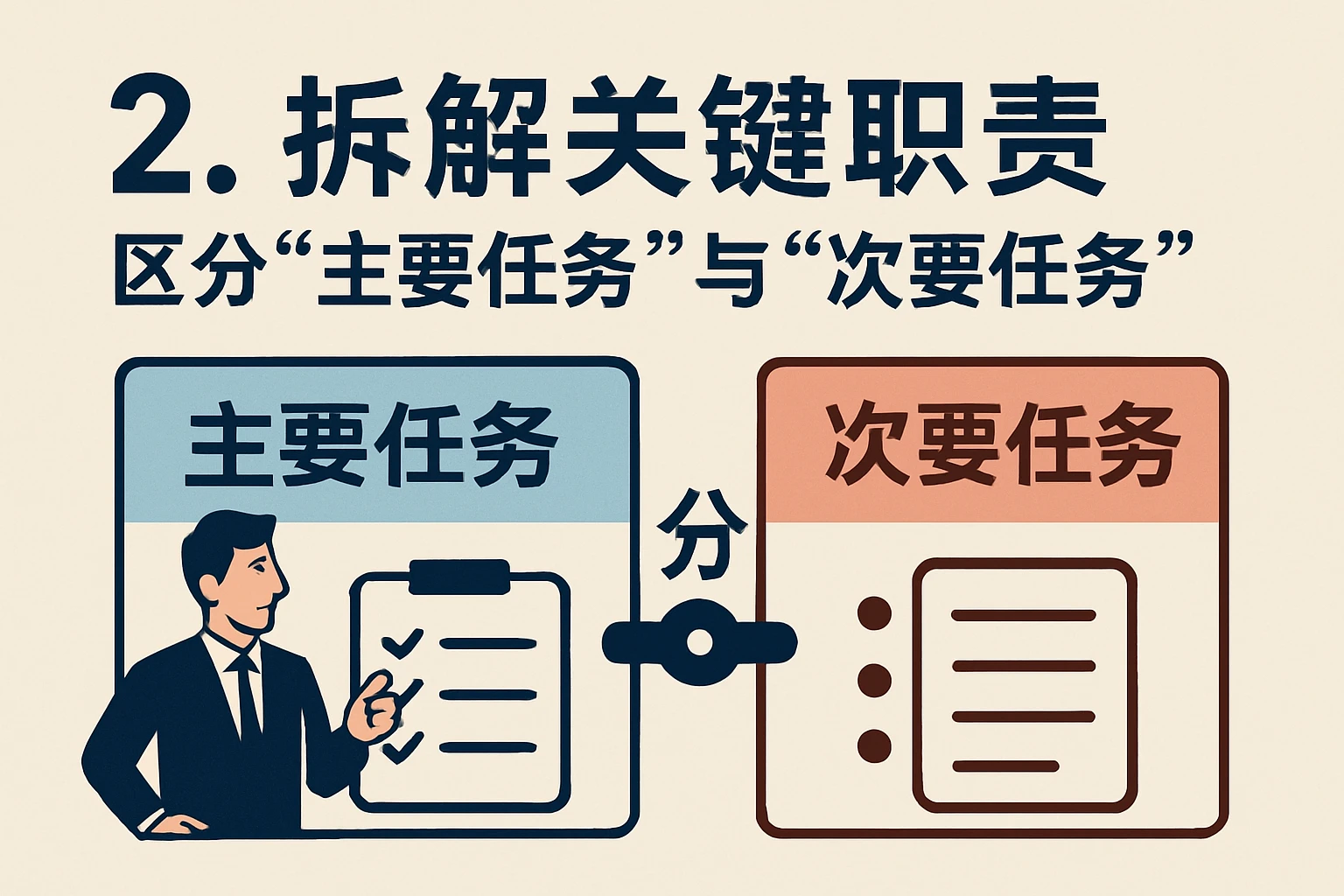 2. 拆解关键职责：区分“主要任务”与“次要任务”