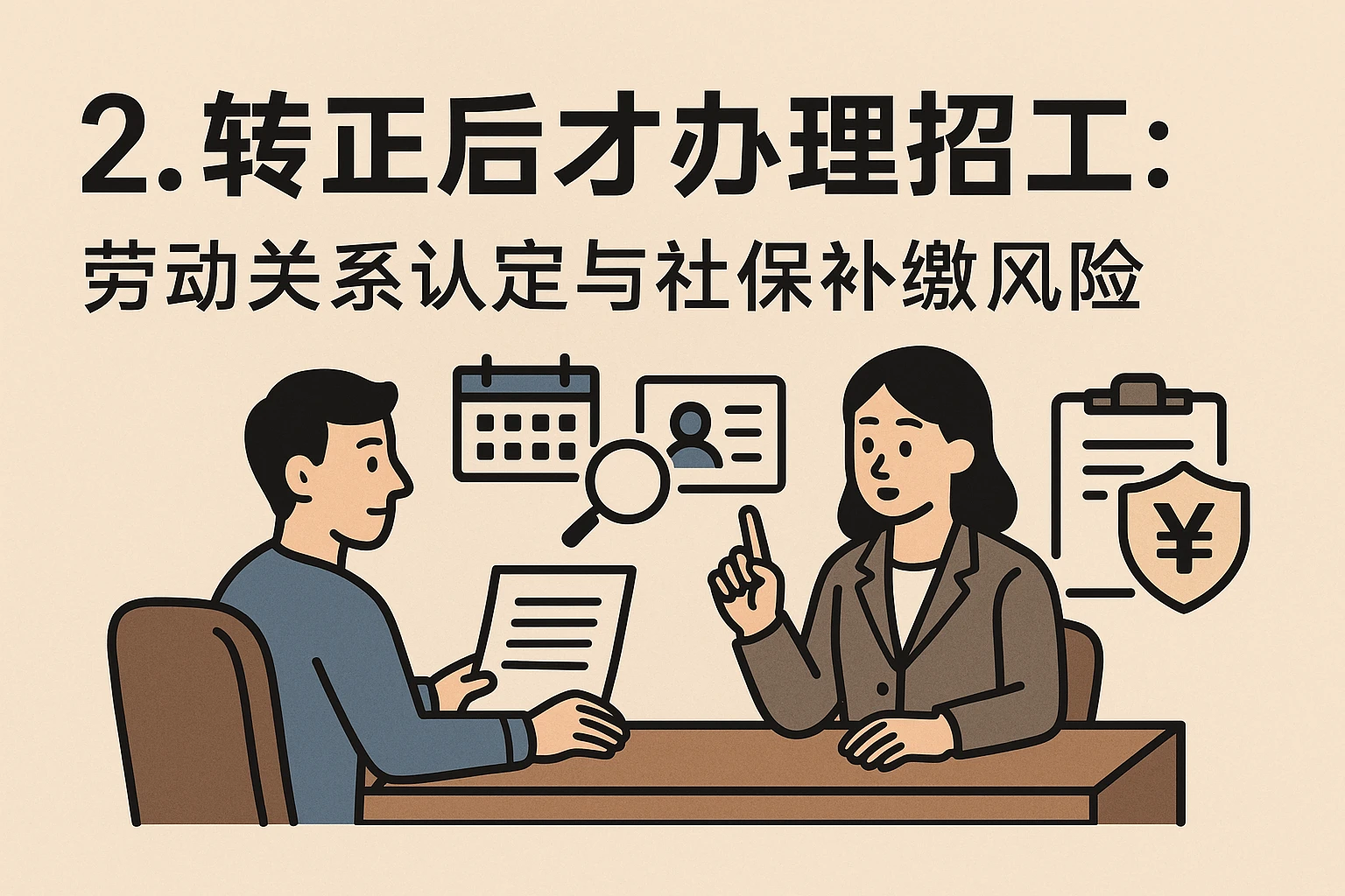 2. 转正后才办理招工：劳动关系认定与社保补缴风险