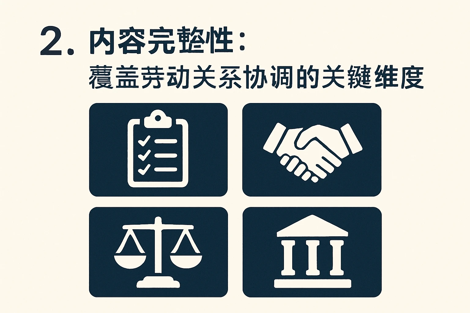 2. 内容完整性：覆盖劳动关系协调的关键维度