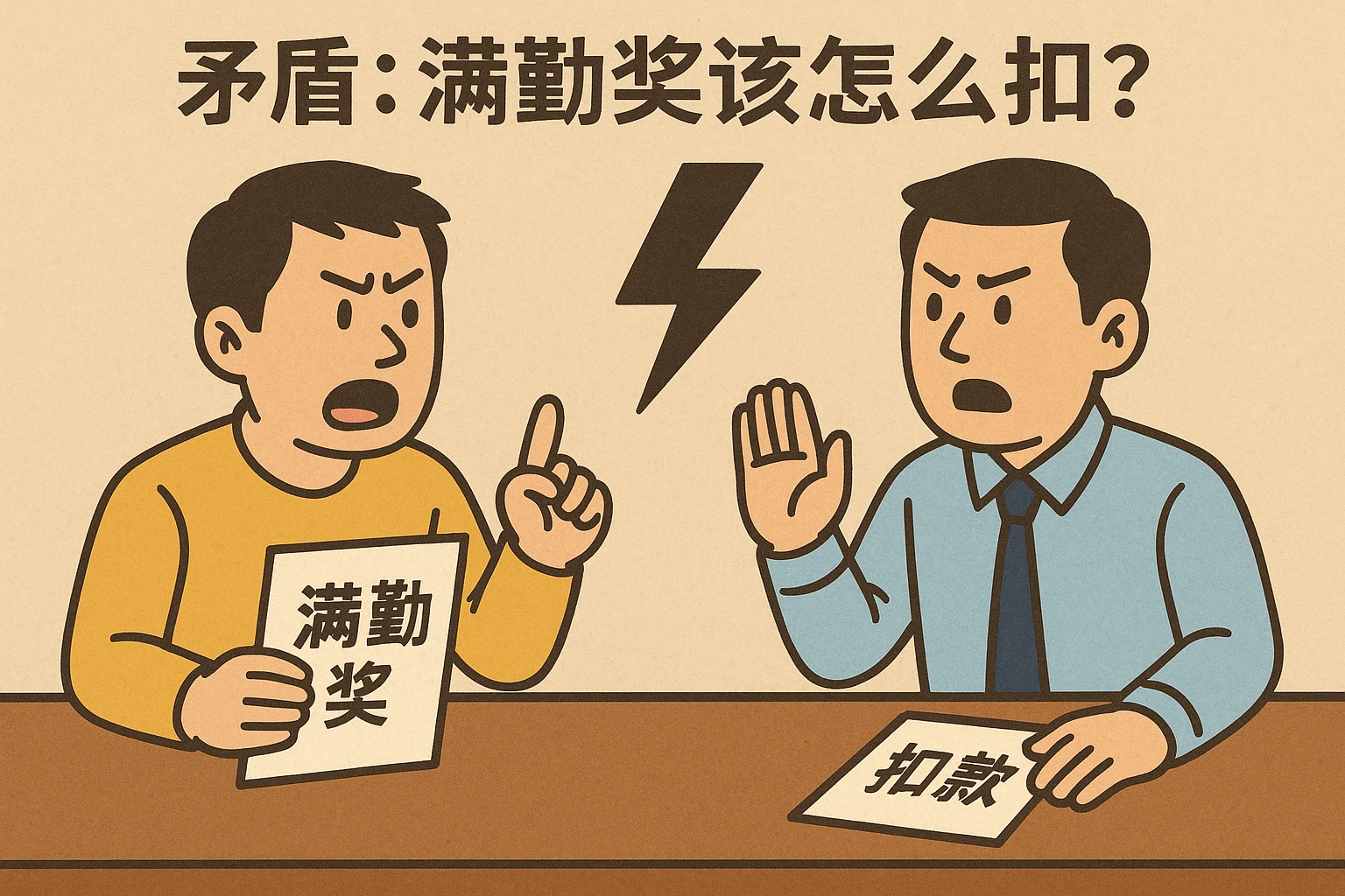 2. 矛盾：满勤奖该怎么扣？