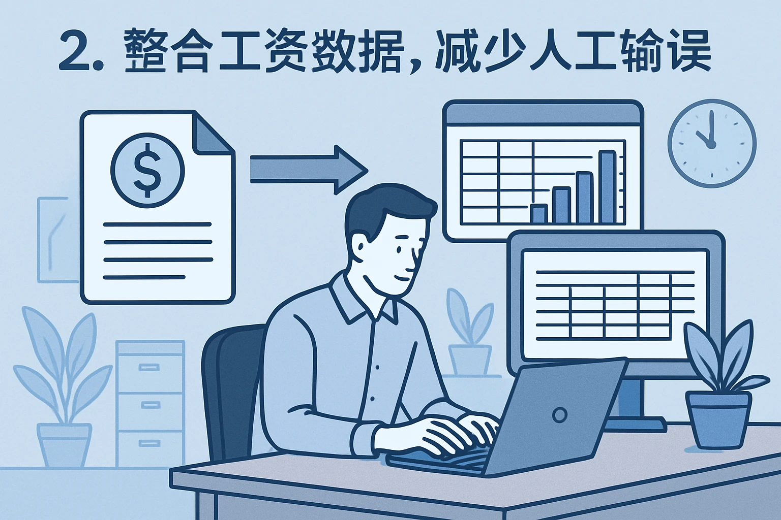 2. 整合工资数据，减少人工输入错误