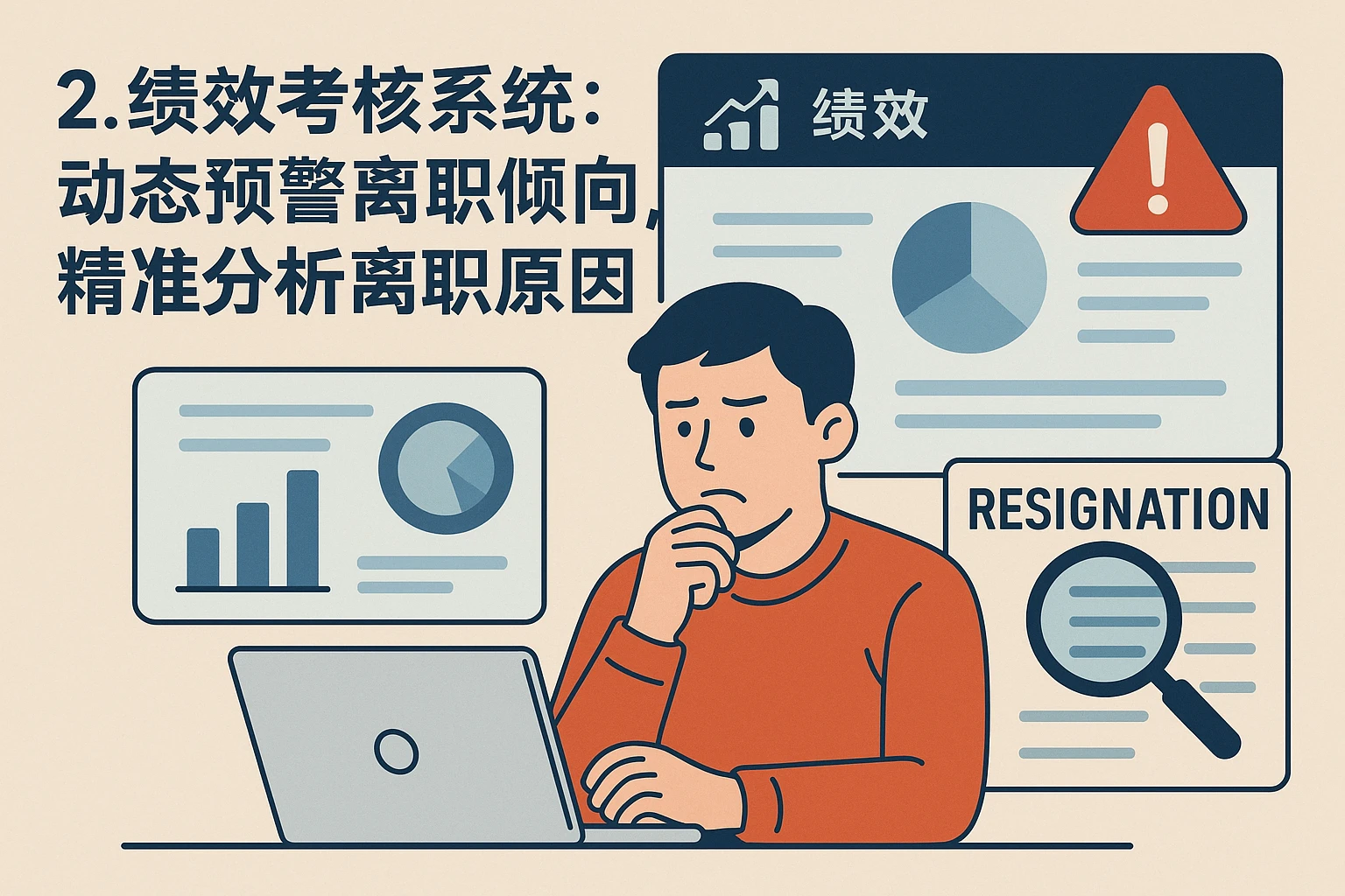 2. 绩效考核系统：动态预警离职倾向，精准分析离职原因