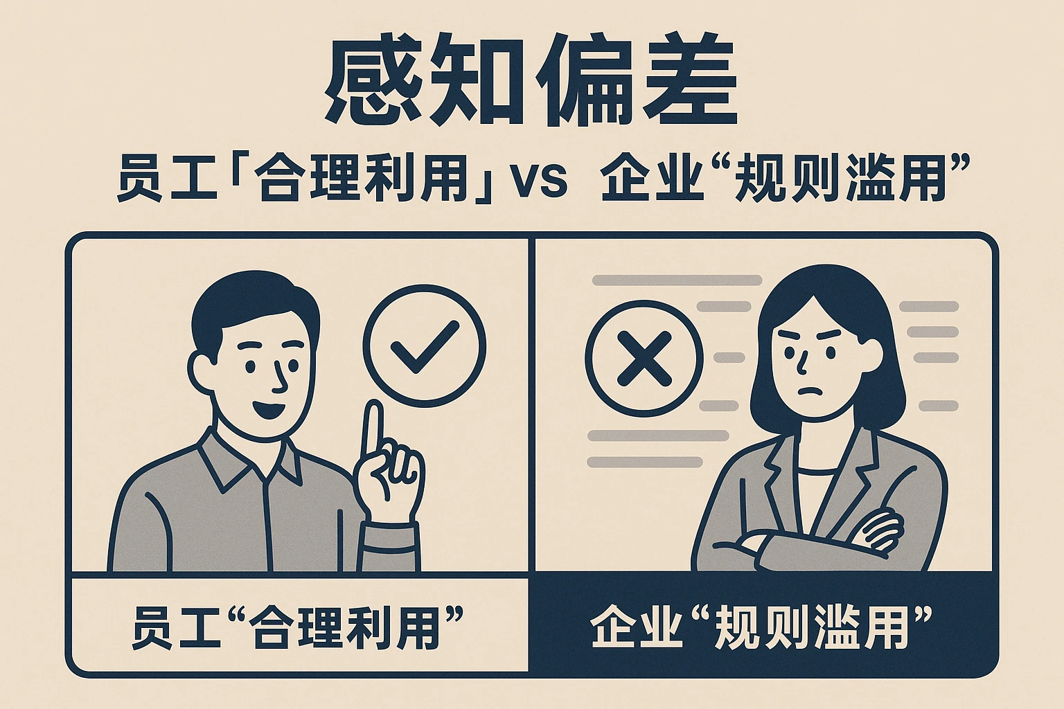 2. 感知偏差：员工“合理利用”vs 企业“规则滥用”的认知冲突