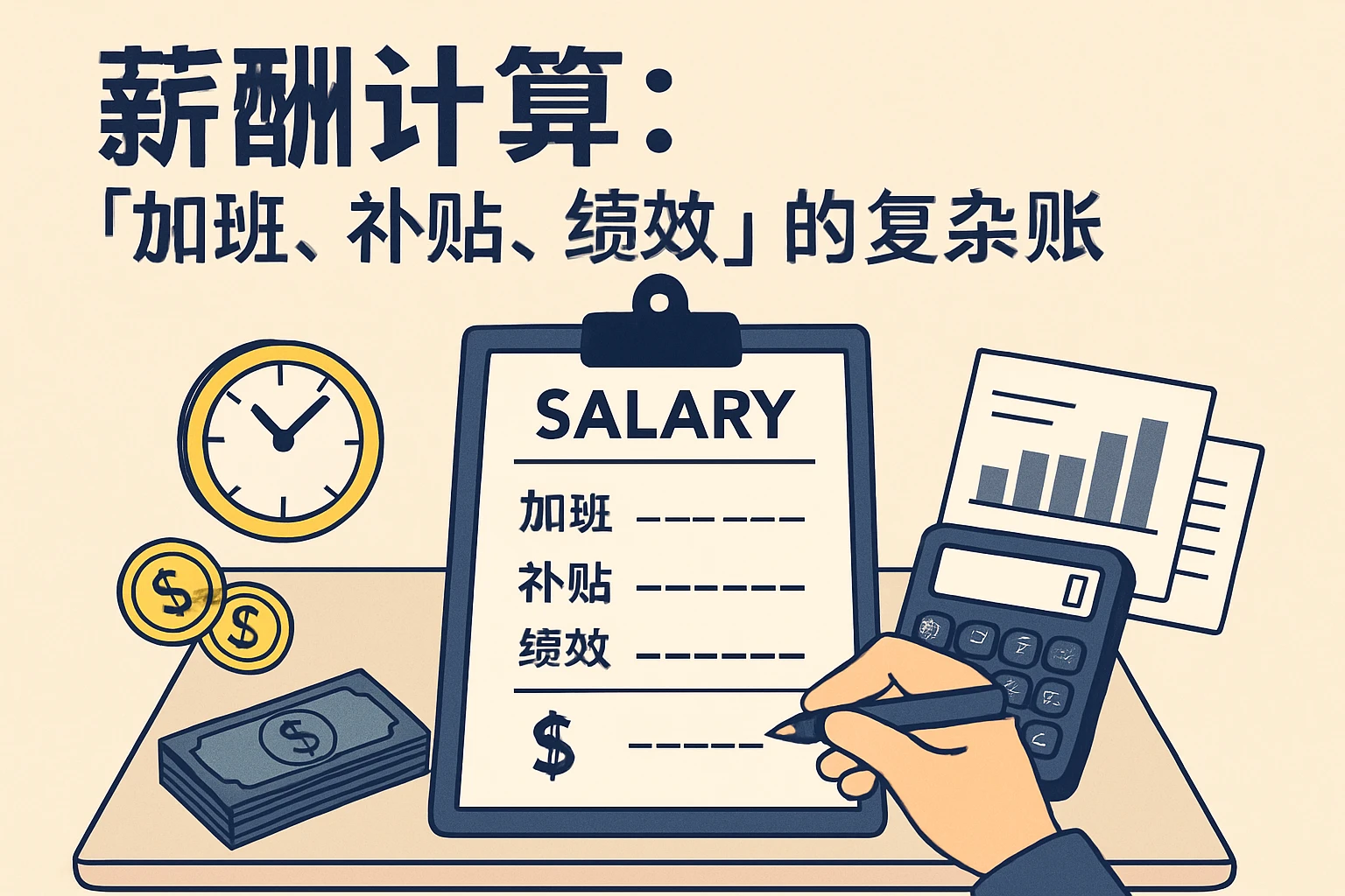 2. 薪酬计算：“加班、补贴、绩效”的复杂账