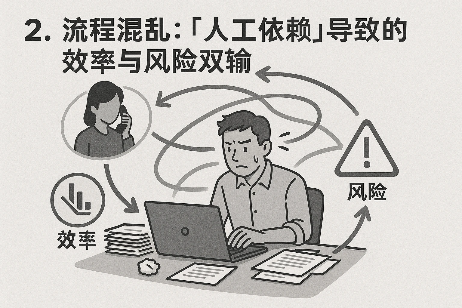 2. 流程混乱：“人工依赖”导致的效率与风险双输