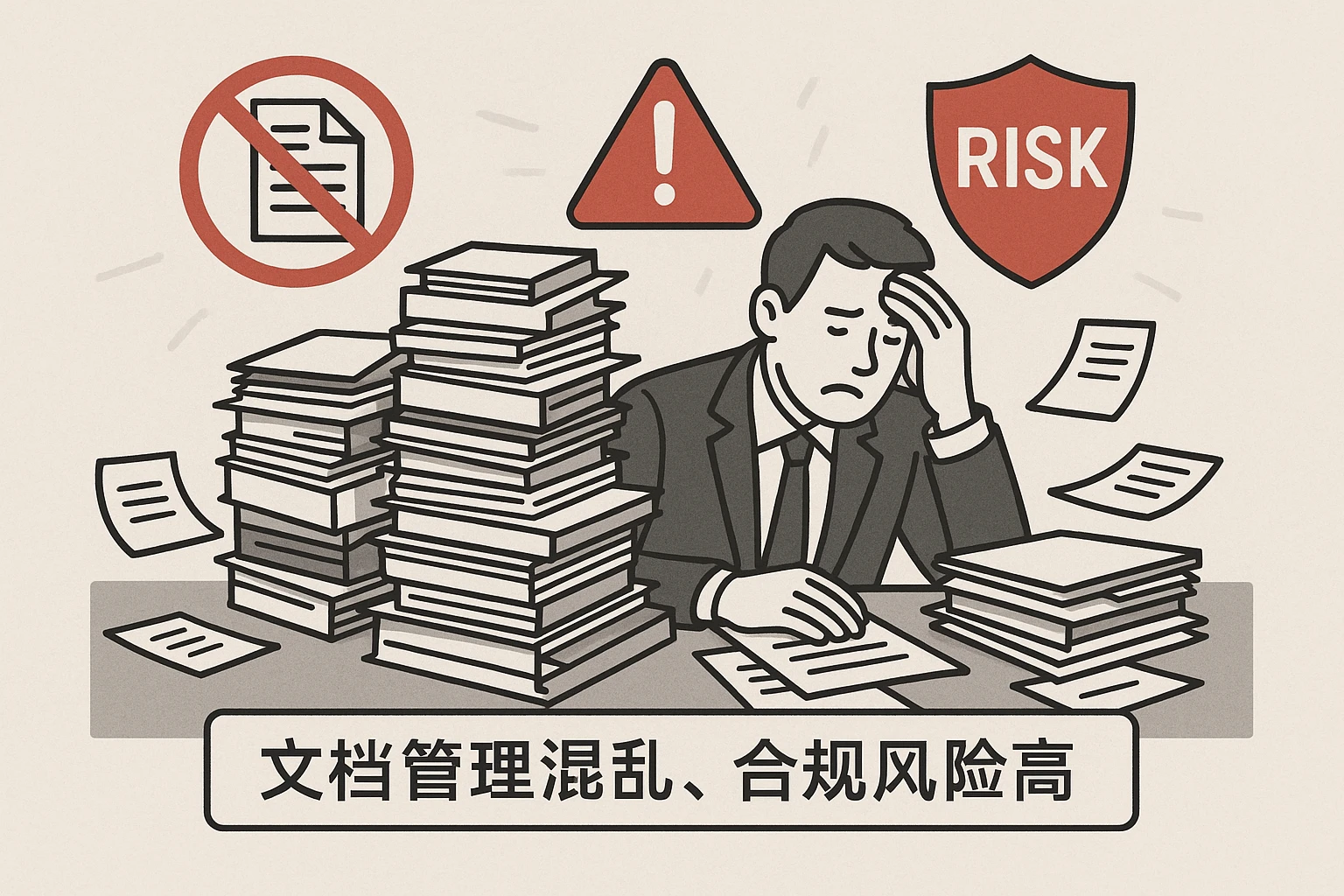 2. 文档管理混乱，合规风险高