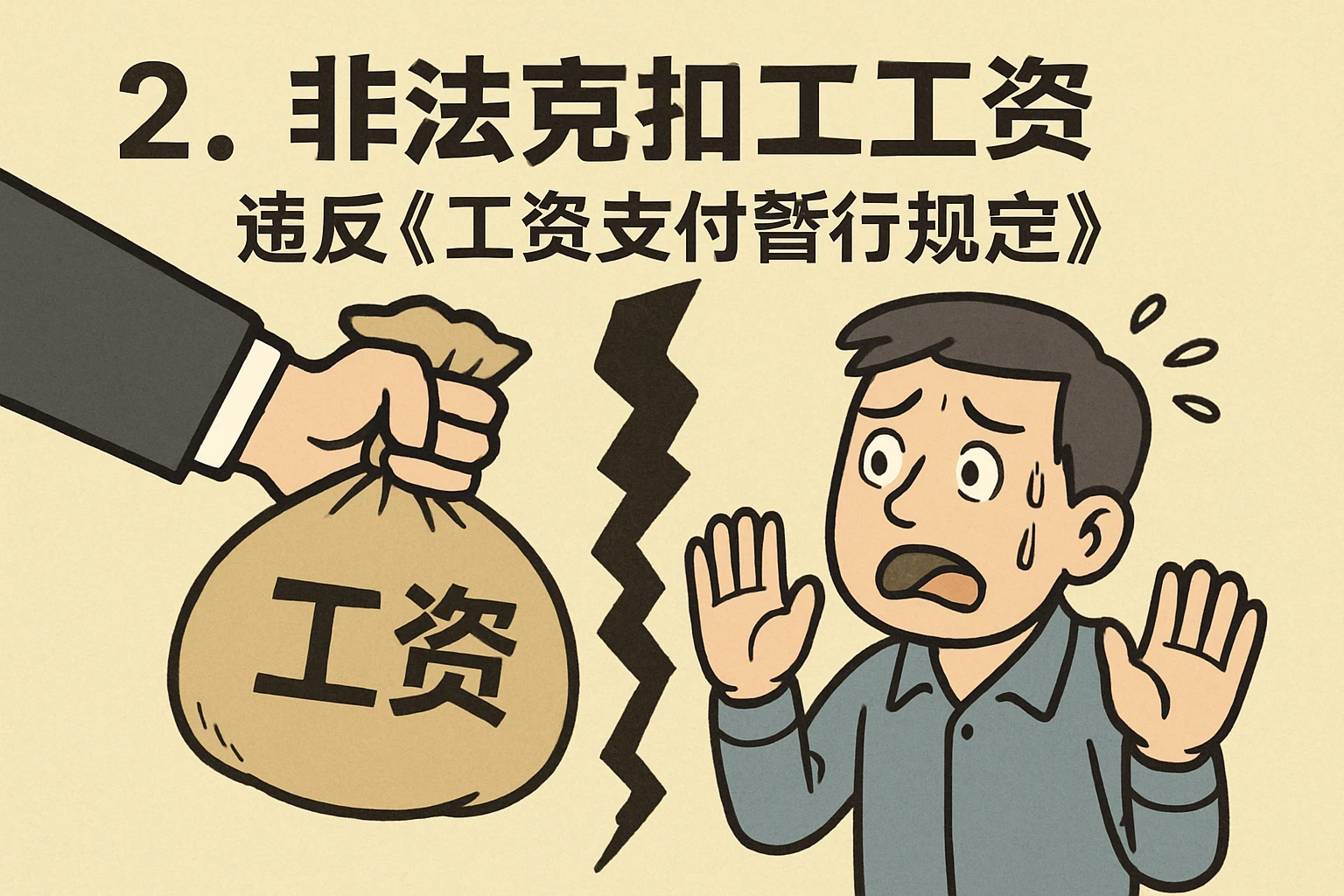 2. 非法克扣工资：违反《工资支付暂行规定》