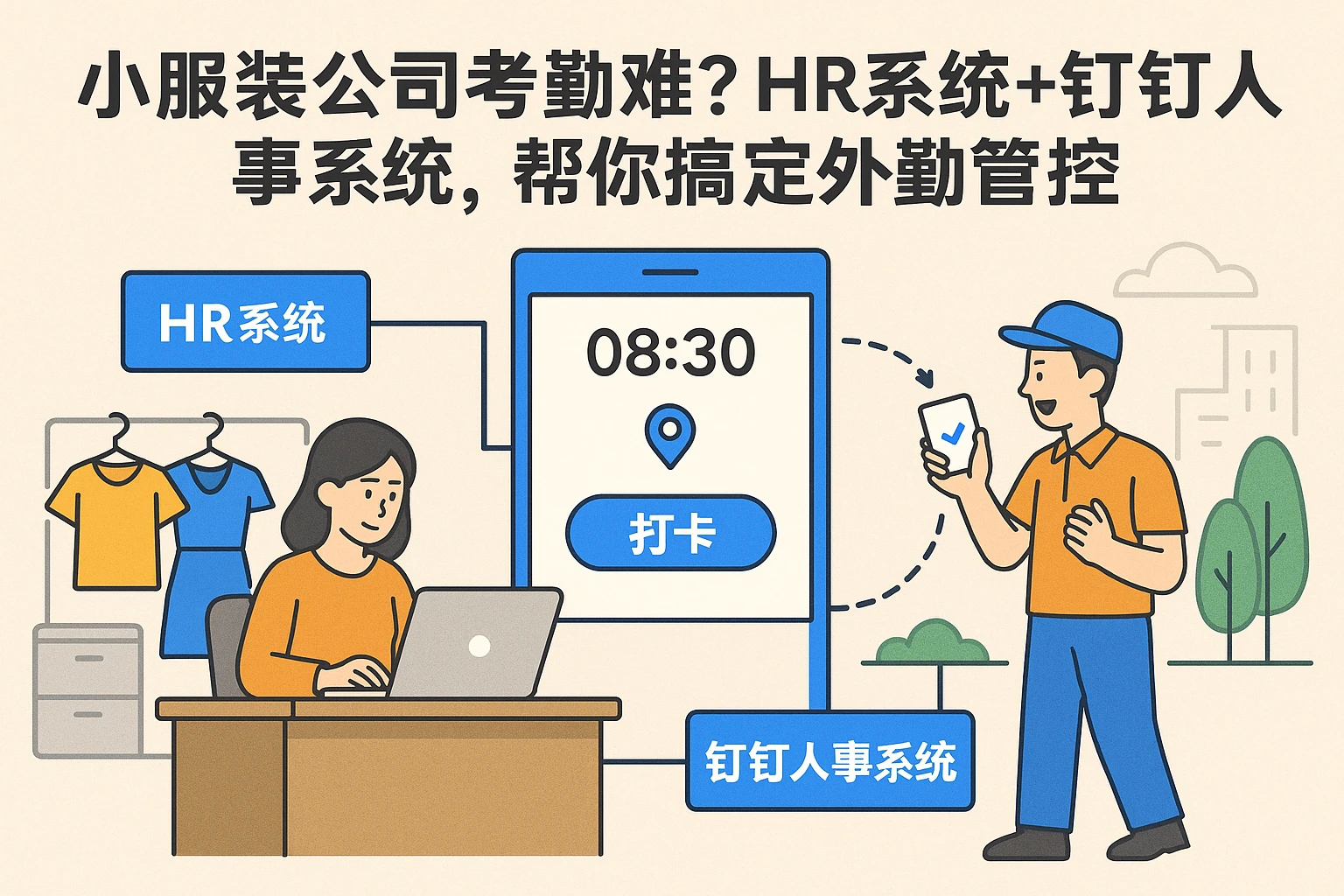 小服装公司考勤难？HR系统+钉钉人事系统，帮你搞定外勤管控