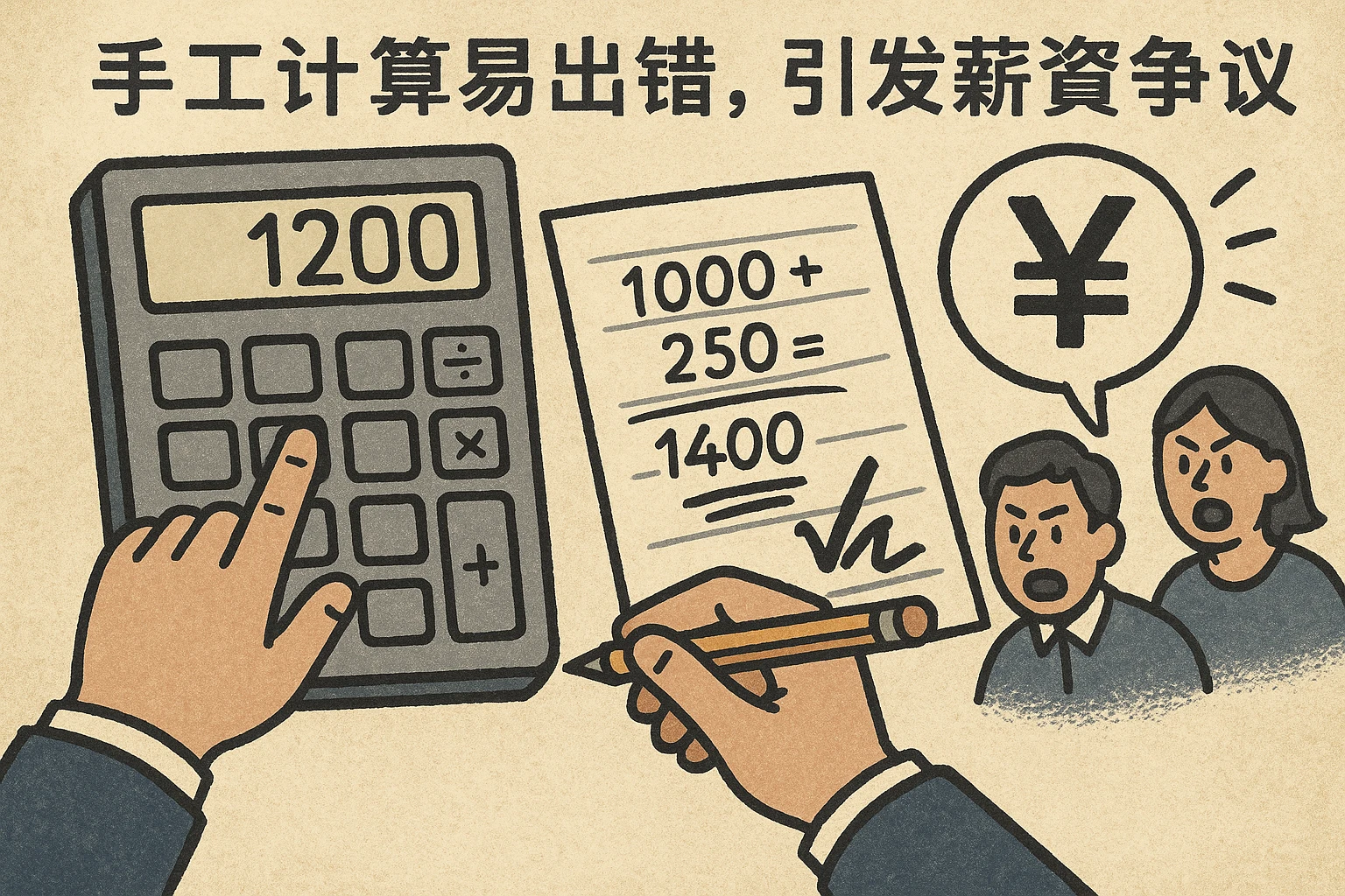 2. 手工计算易出错，引发薪资争议