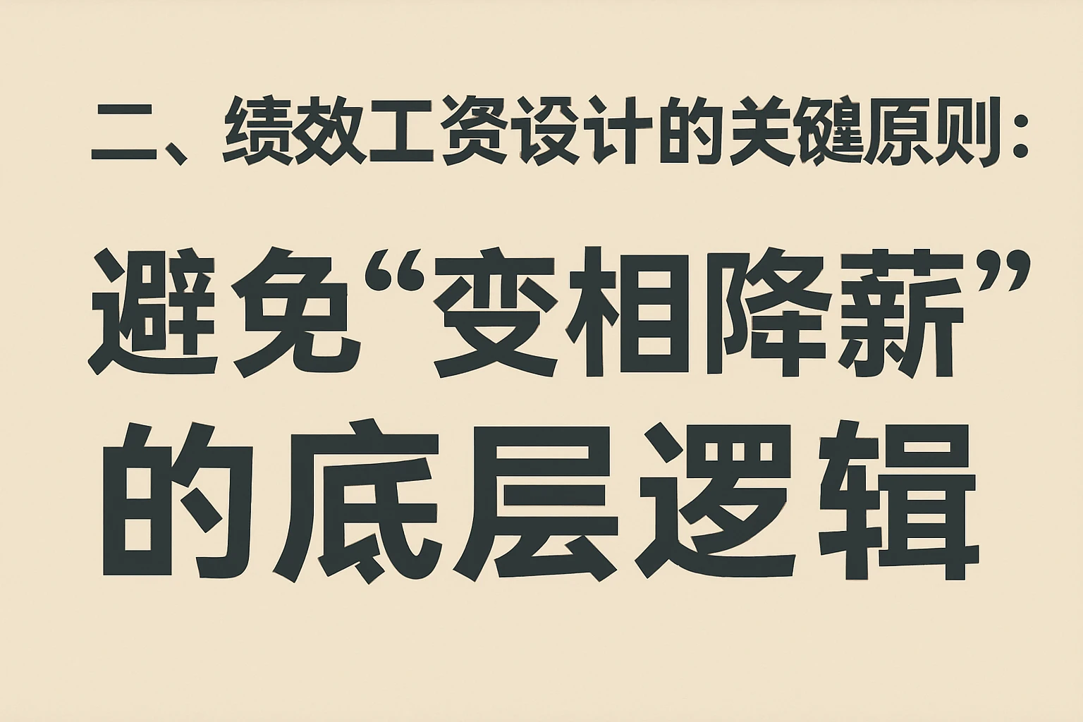 二、绩效工资设计的关键原则：避免“变相降薪”的底层逻辑