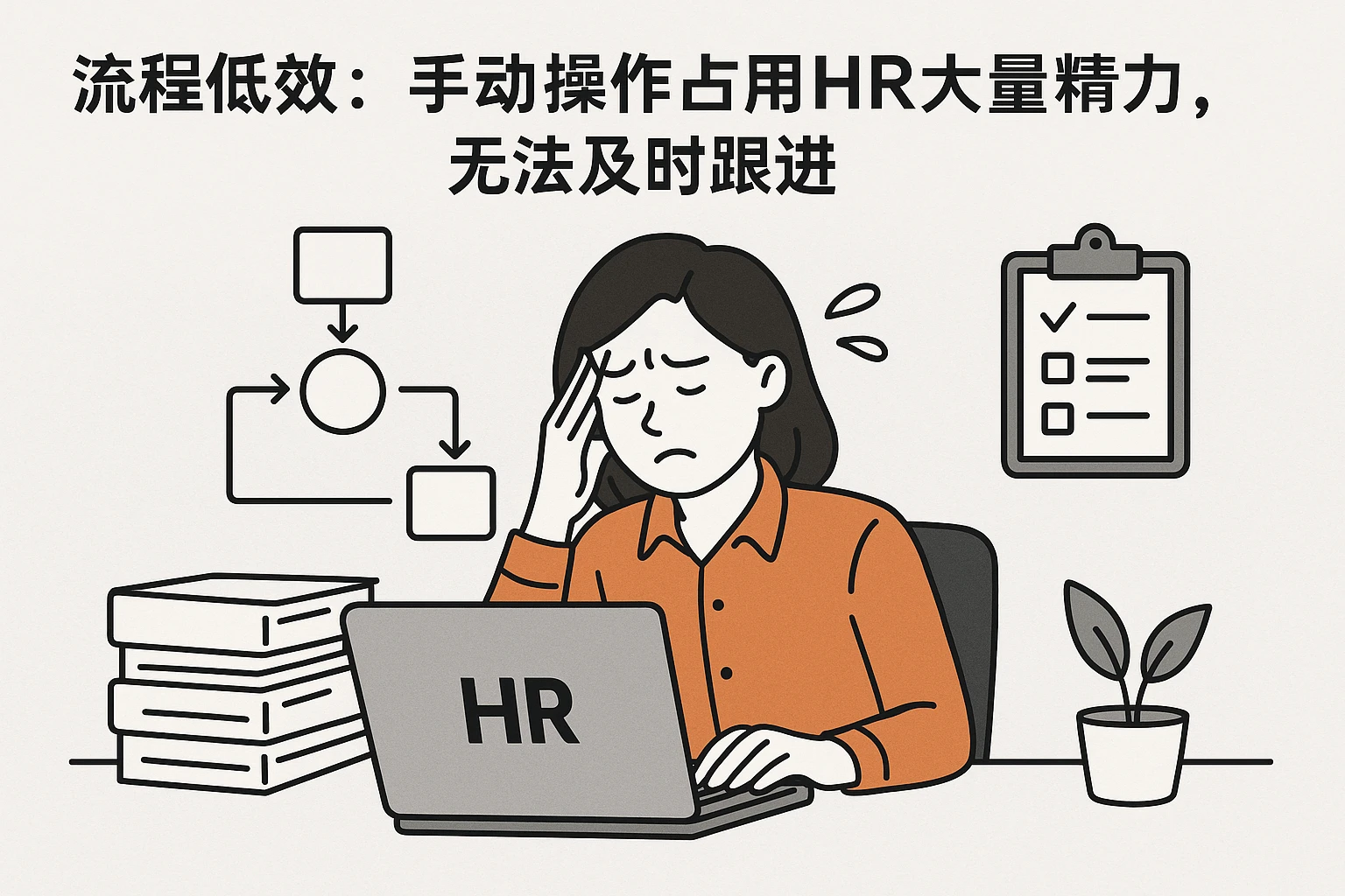 2. 流程低效：手动操作占用HR大量精力，无法及时跟进