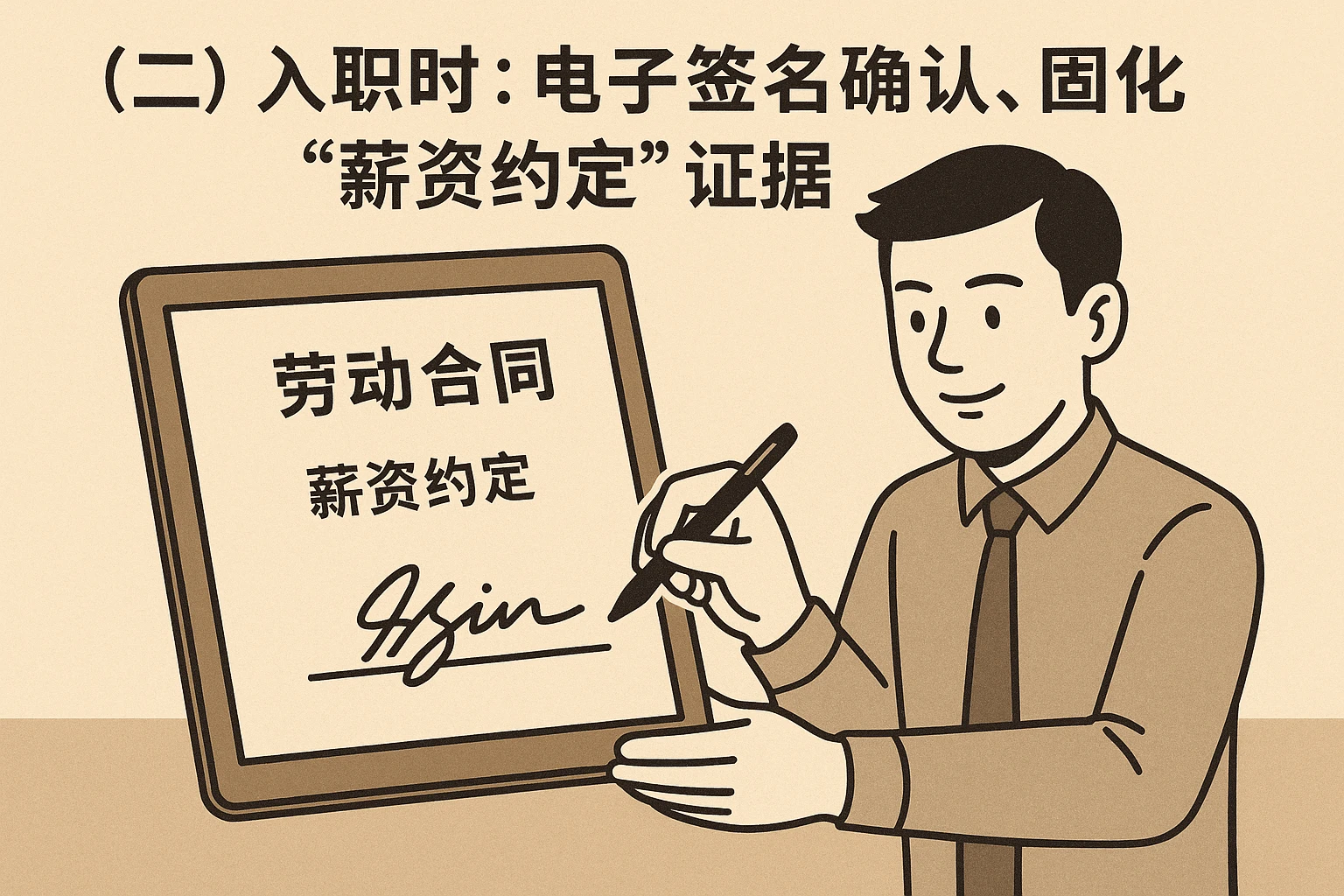 （二）入职时：电子签名确认，固化“薪资约定”证据