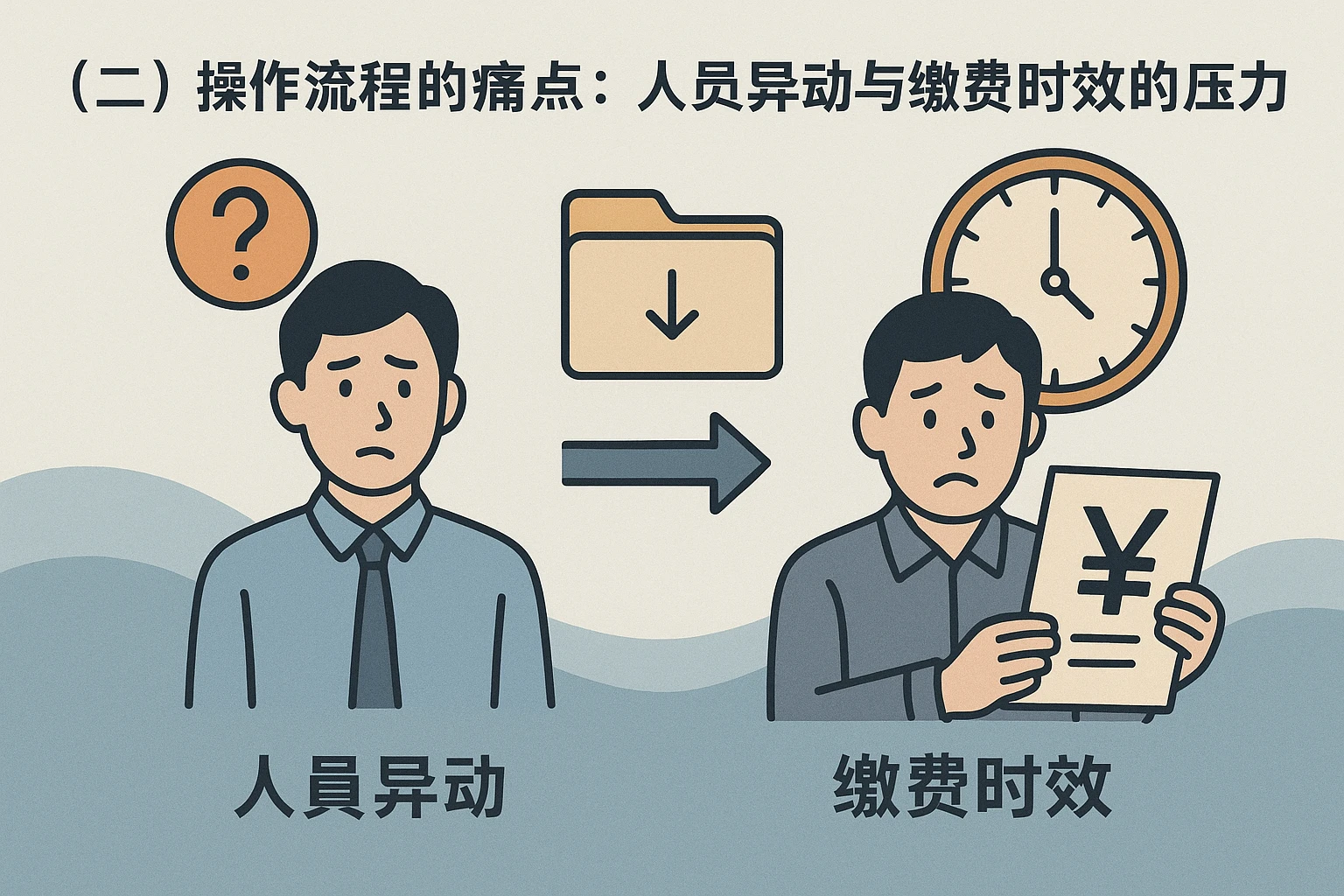 （二）操作流程的痛点：人员异动与缴费时效的压力