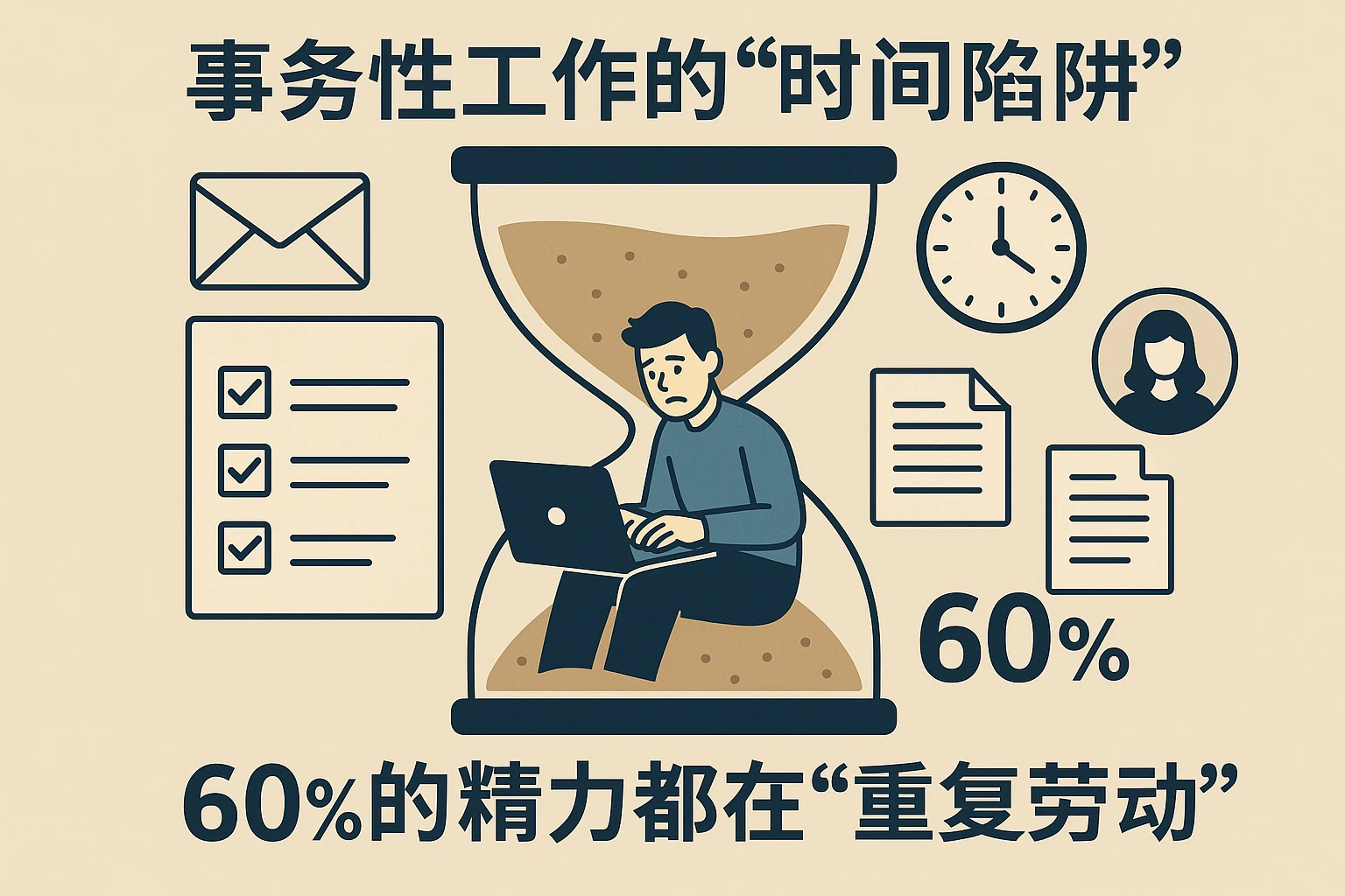 1. 事务性工作的“时间陷阱”：60%的精力都在“重复劳动”