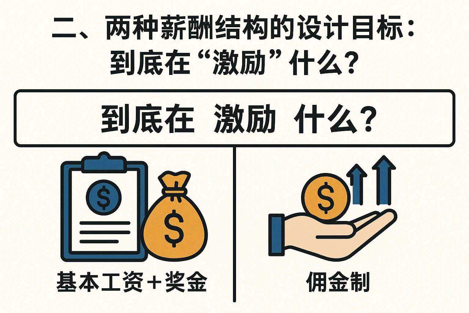 二、两种薪酬结构的设计目标：到底在“激励”什么？