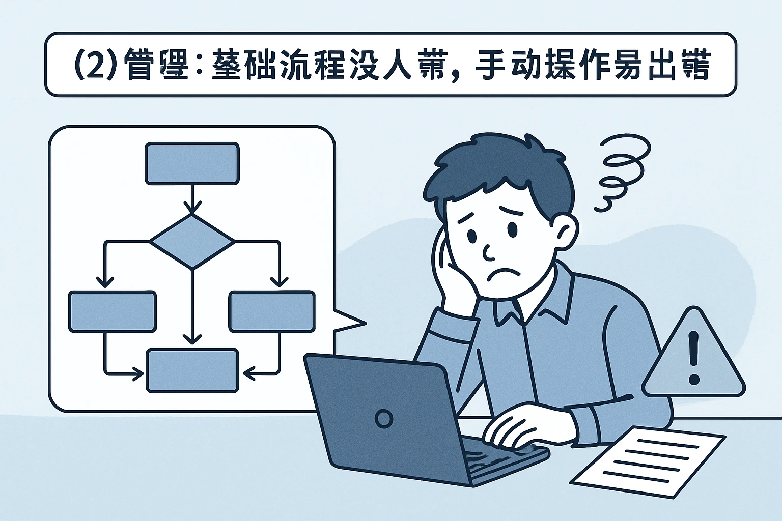 （2）管理：基础流程没人带，手动操作易出错
