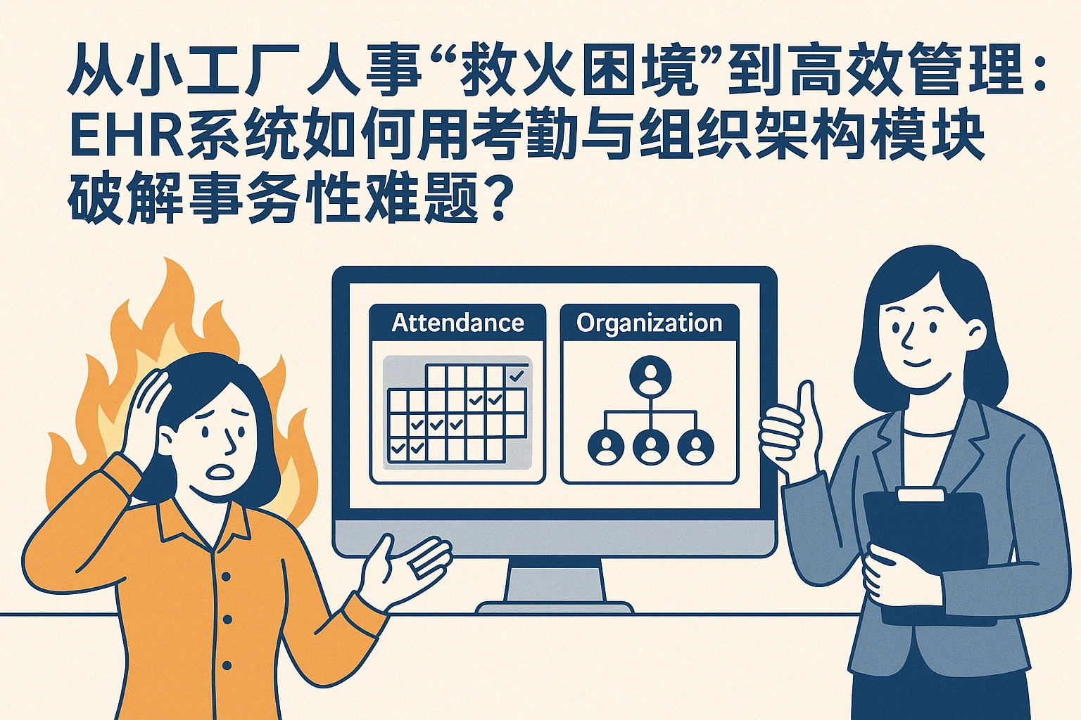 从小工厂人事“救火困境”到高效管理：EHR系统如何用考勤与组织架构模块破解事务性难题？