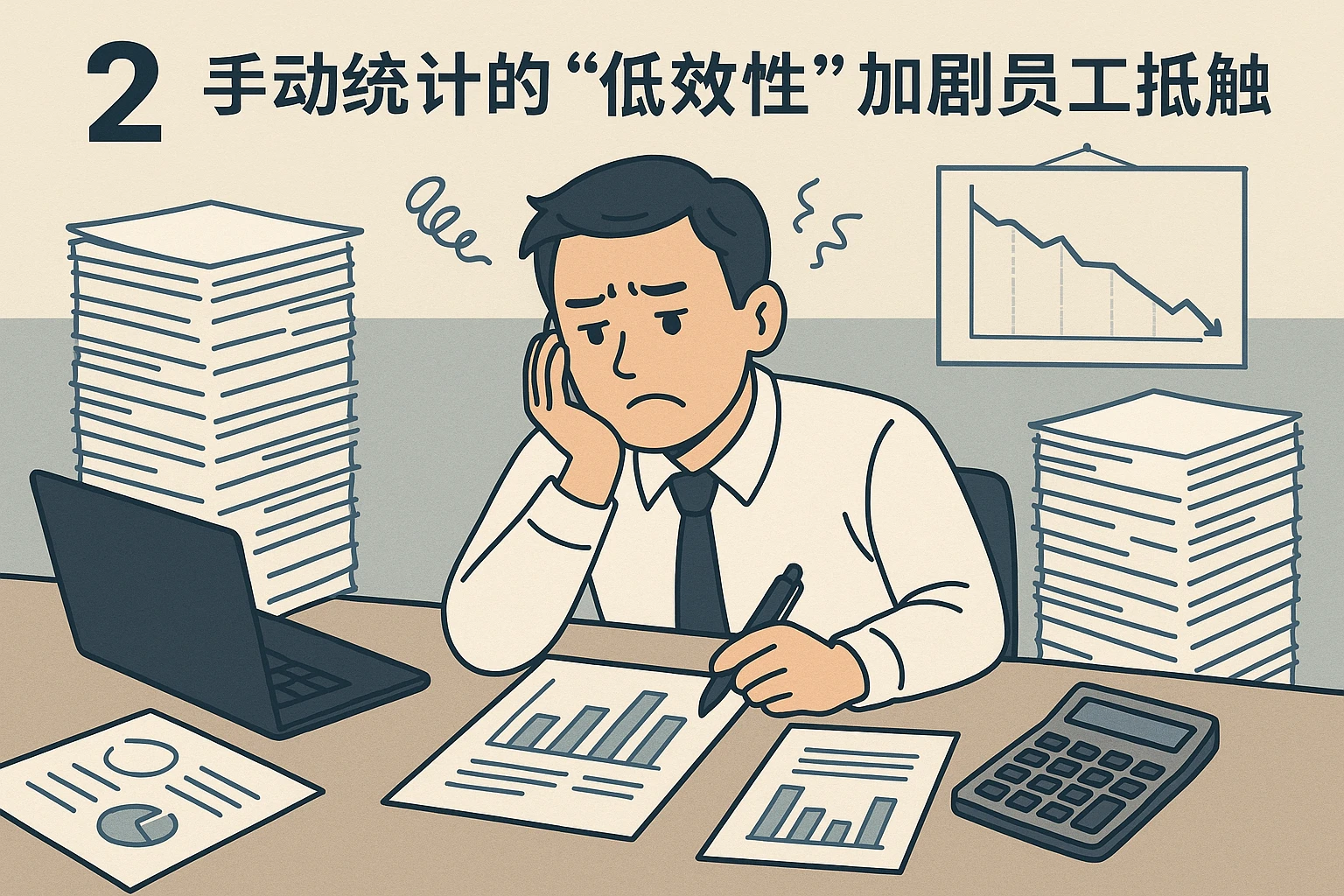 2. 手动统计的“低效性”加剧员工抵触
