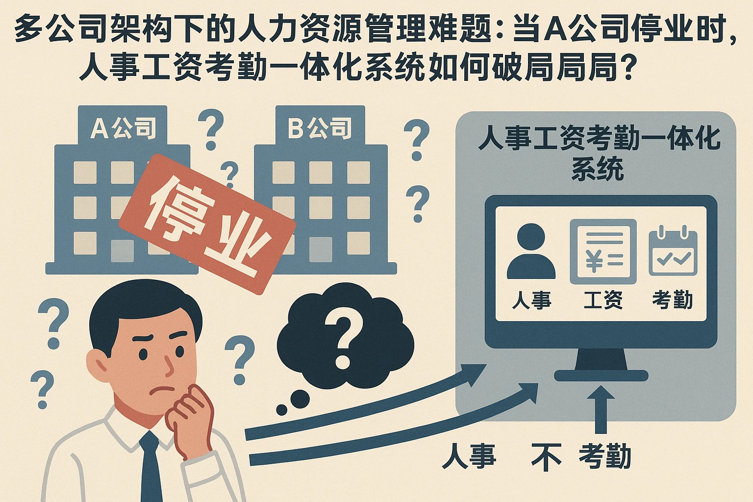 多公司架构下的人力资源管理难题：当A公司停业时，人事工资考勤一体化系统如何破局？