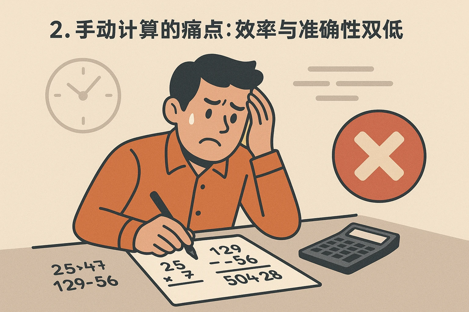 2. 手动计算的痛点：效率与准确性双低