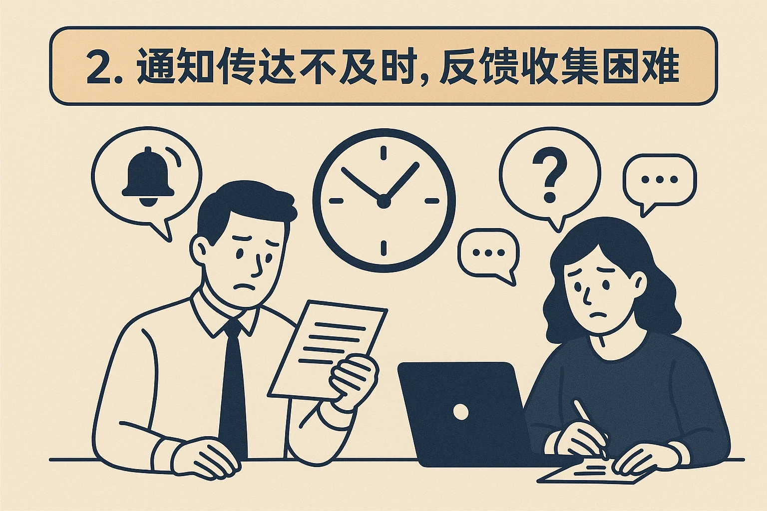 2. 通知传达不及时，反馈收集困难