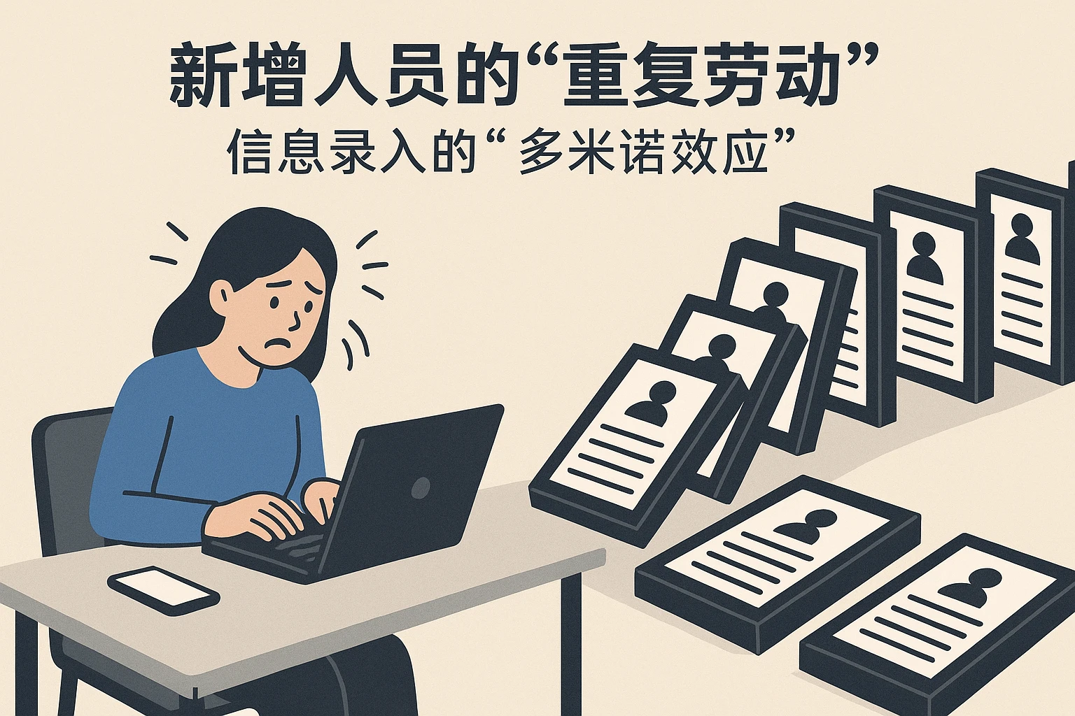 2. 新增人员的“重复劳动”：信息录入的“多米诺效应”