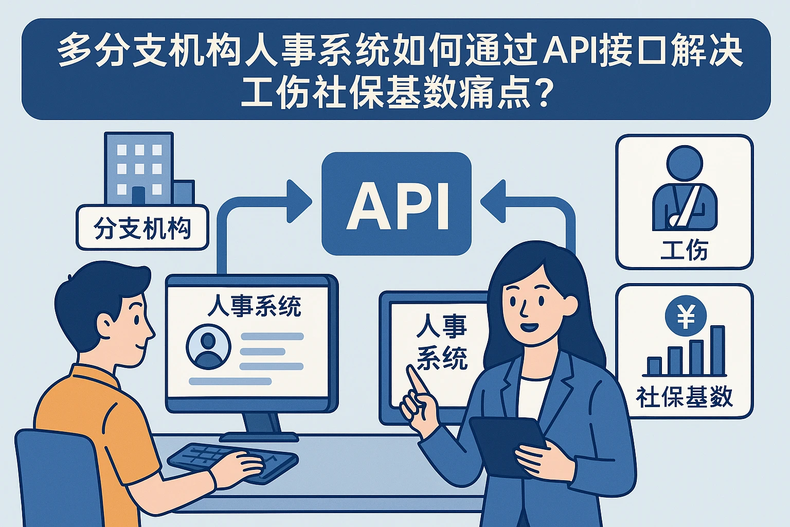 多分支机构人事系统如何通过API接口解决工伤社保基数痛点？