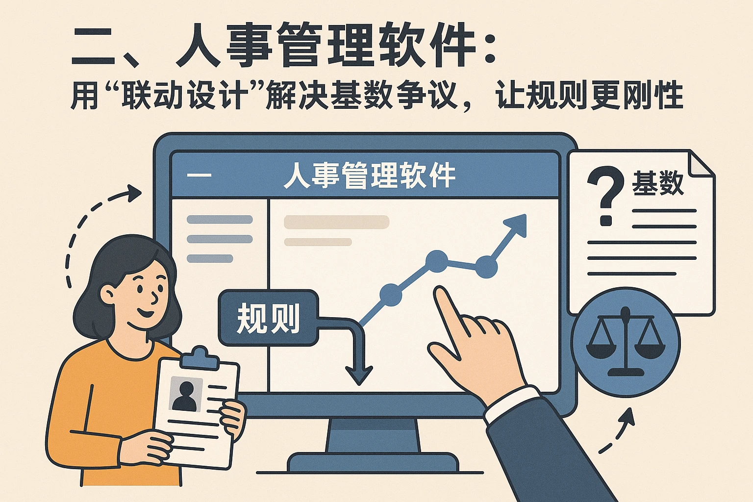 二、人事管理软件：用“联动设计”解决基数争议，让规则更刚性