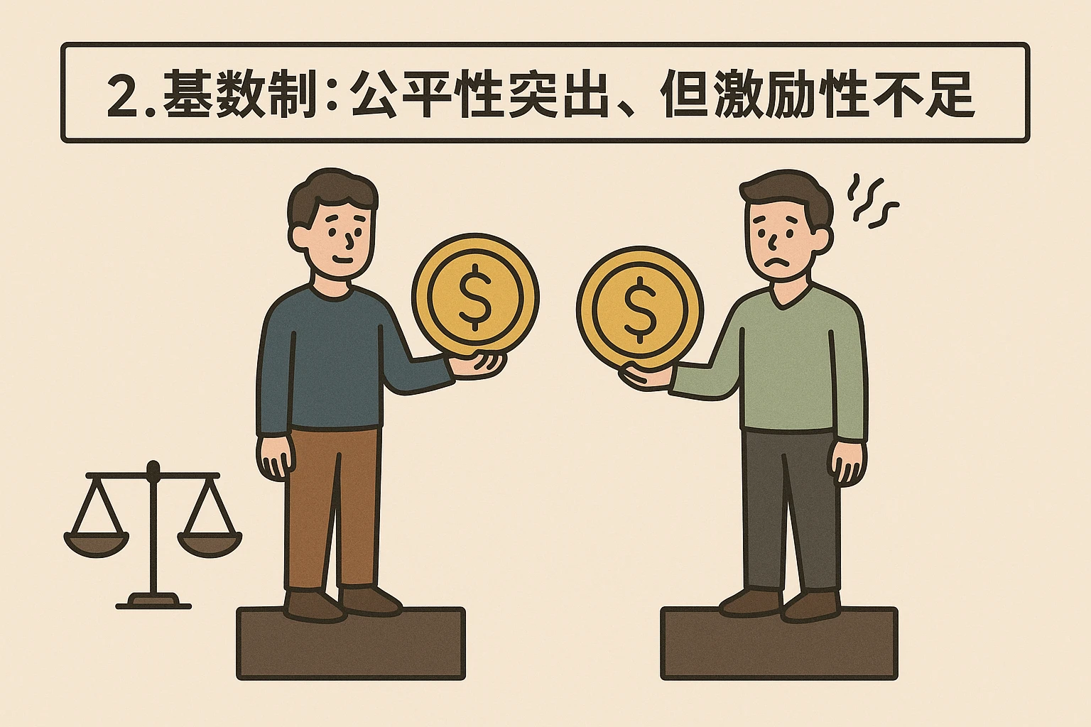 2. 基数制：公平性突出，但激励性不足