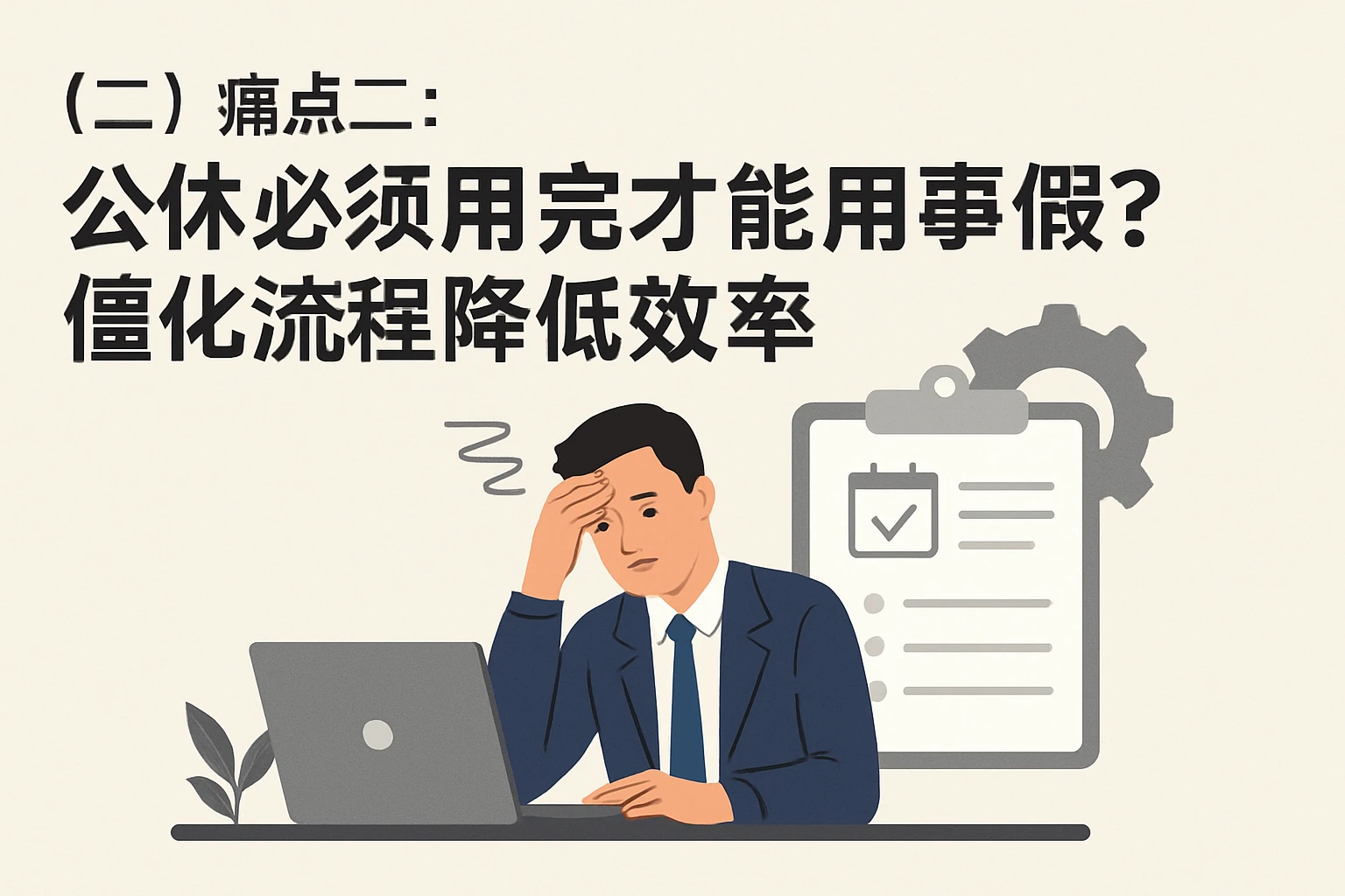 （二）痛点二：公休必须用完才能用事假？僵化流程降低效率