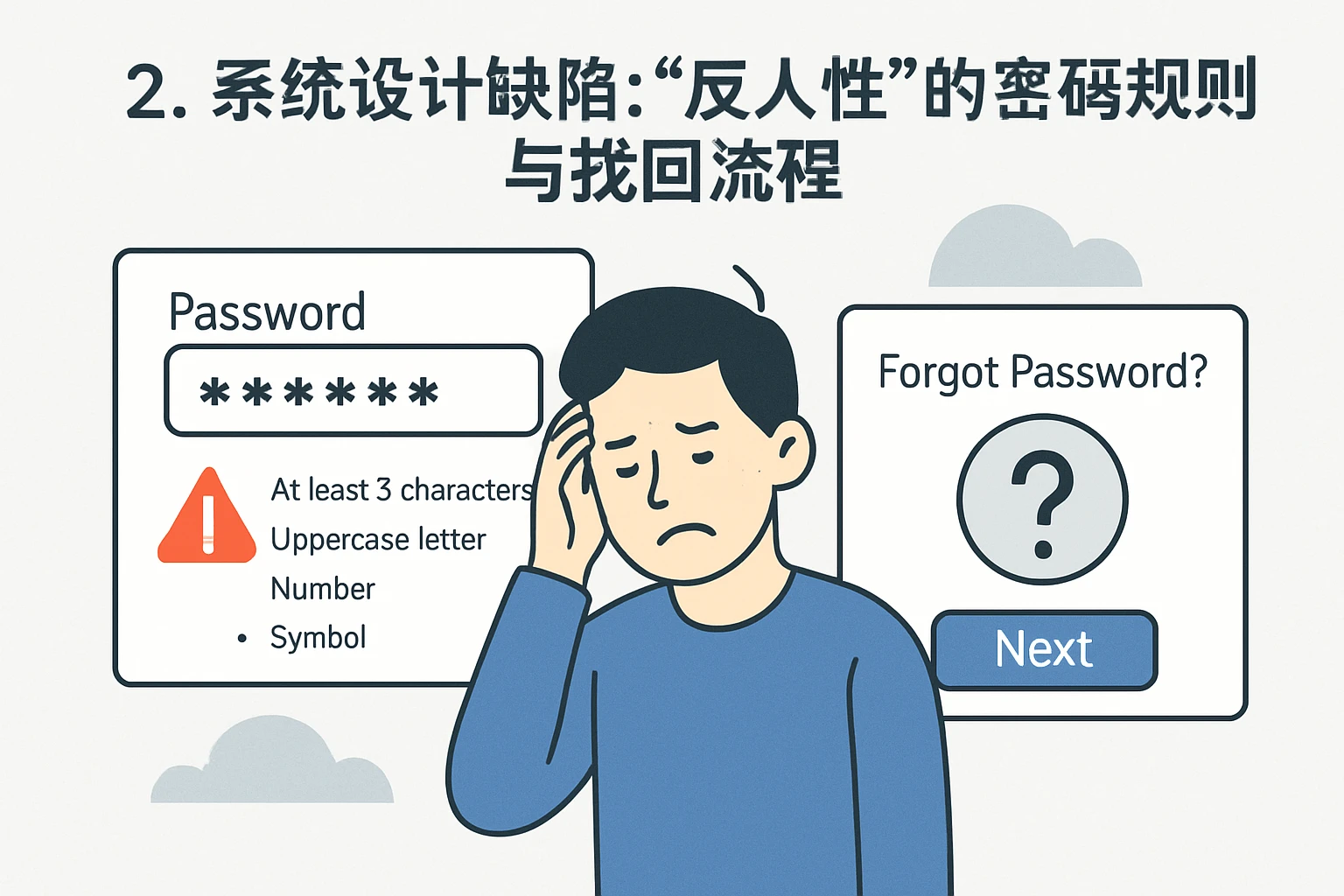 2. 系统设计缺陷：“反人性”的密码规则与找回流程
