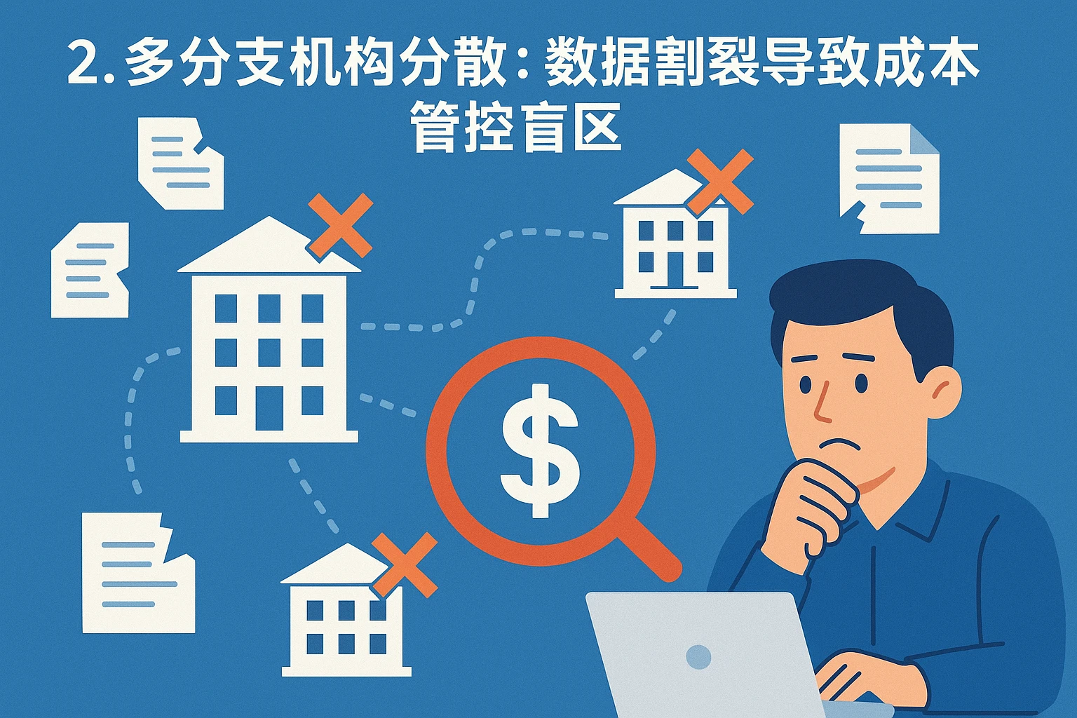 2. 多分支机构分散：数据割裂导致成本管控盲区