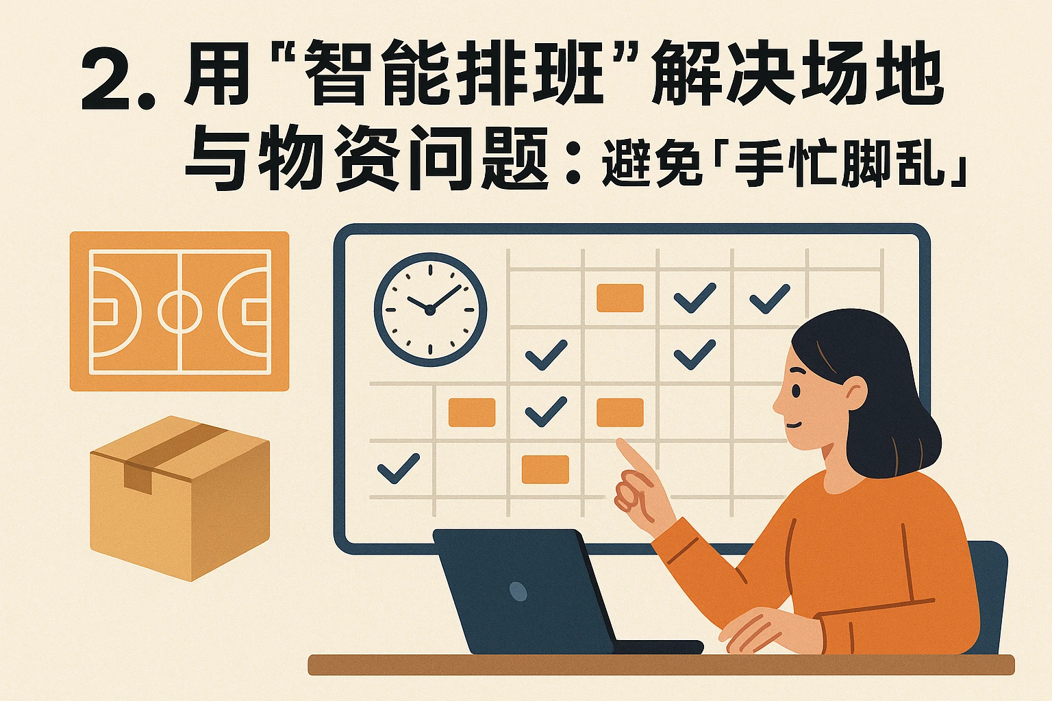 2. 用“智能排班”解决场地与物资问题：避免“手忙脚乱”