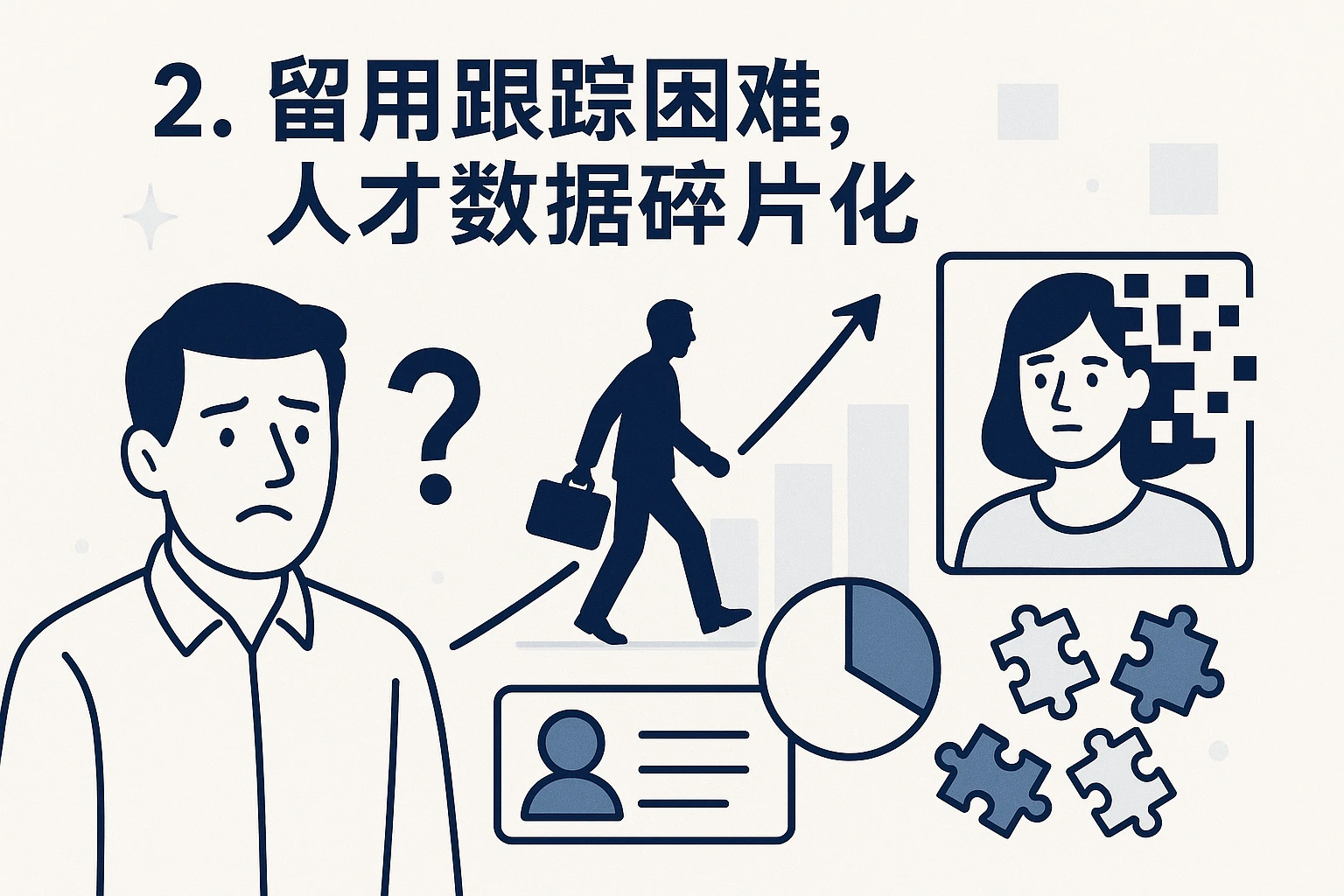 2. 留用跟踪困难，人才数据碎片化