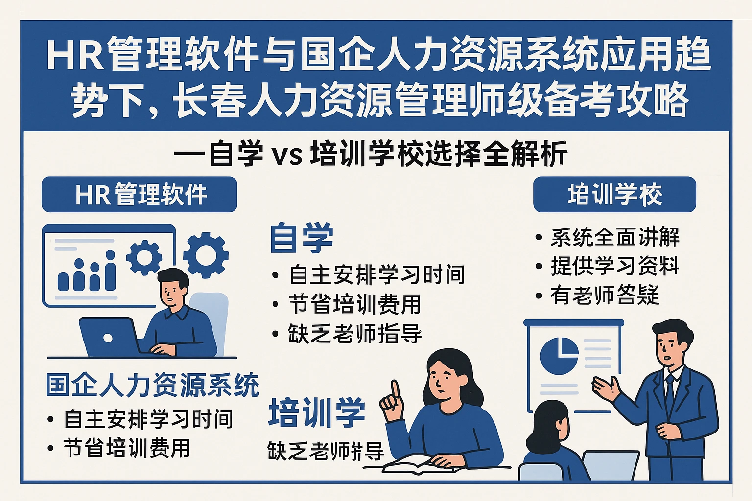 HR管理软件与国企人力资源系统应用趋势下，长春人力资源管理师1级备考攻略——自学vs培训学校选择全解析